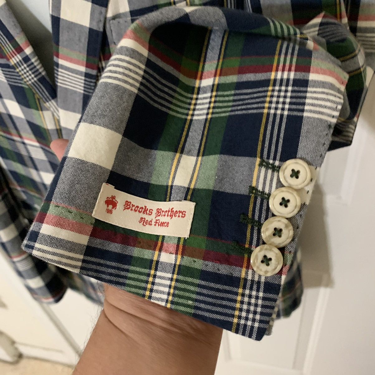 Brooks Brothers Red Fleece Plaid 2 Btn Dbl vent Blazer(Sample Item) Size 40R - 15 Thumbnail