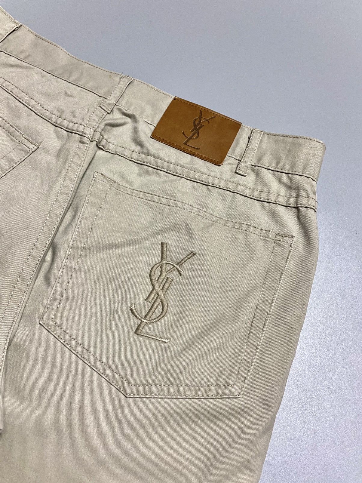 Vintage × Yves Saint Laurent YSL vintage big embroidered logo chino pants rare 90s sand Size US 30 / EU 46 - 2 Thumbnail