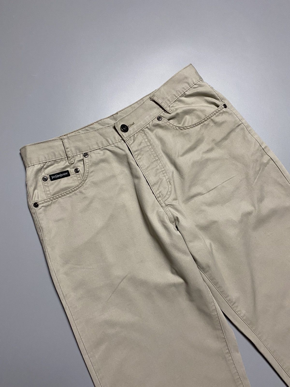 Vintage × Yves Saint Laurent YSL vintage big embroidered logo chino pants rare 90s sand Size US 30 / EU 46 - 5 Thumbnail