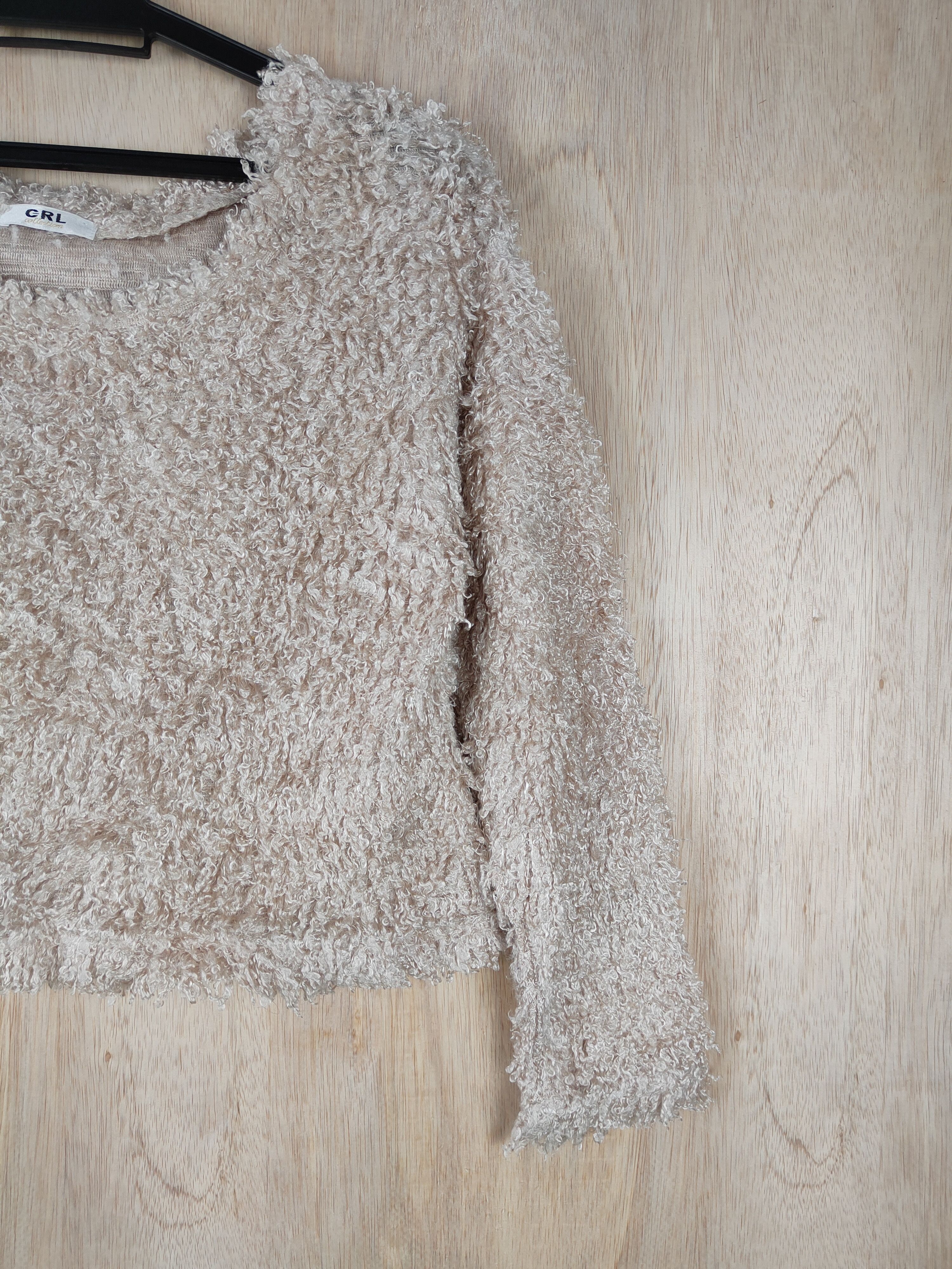 Homespun Knitwear GRL Brown Shag Shaggy Fur Mohair Knitwear #S289 Size S / US 4 / IT 40 - 4 Thumbnail