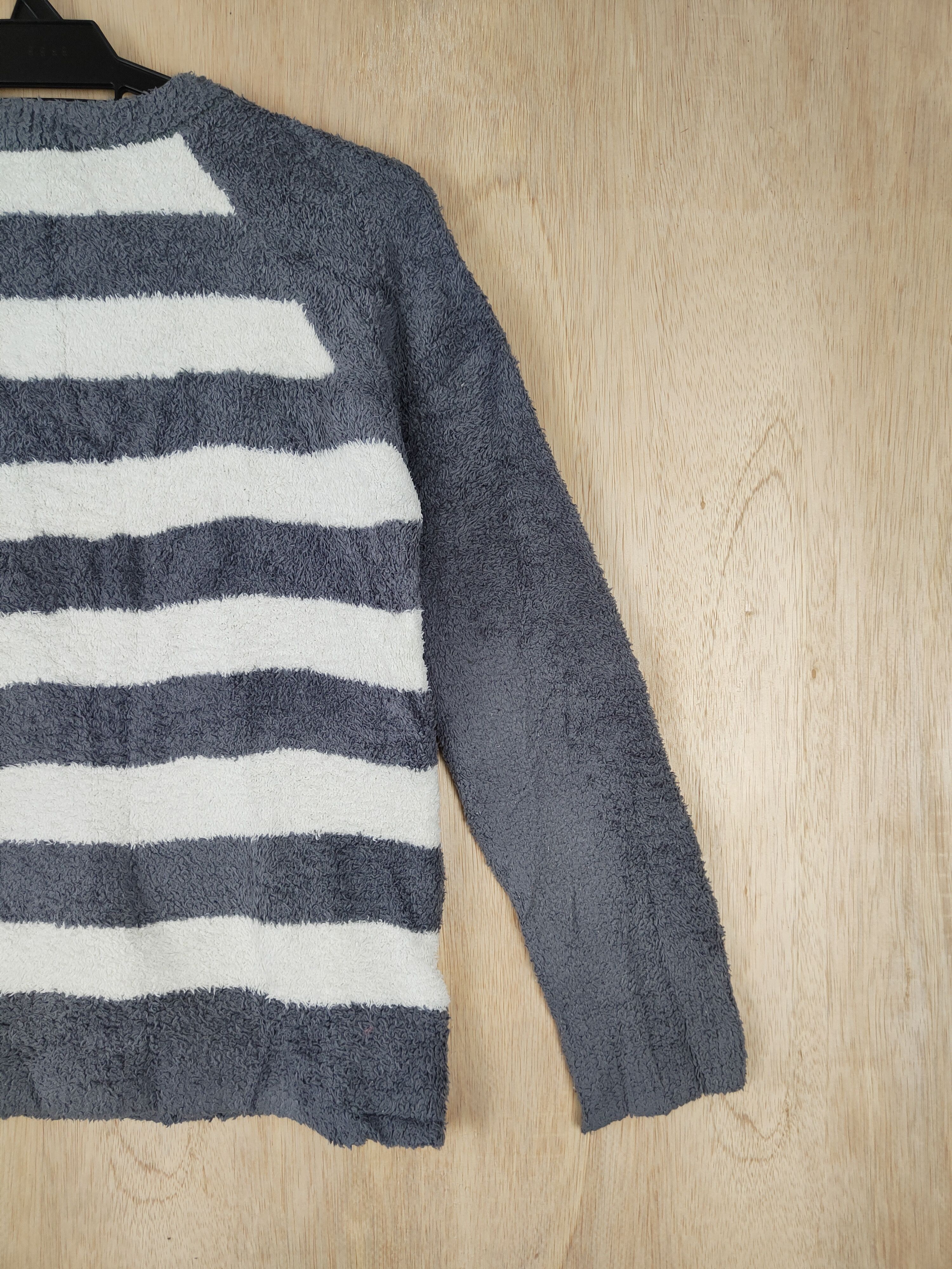 Japanese Brand × Other Spice Lip Gray stripe Shag Shaggy Fur Mohair Knitwear #S284 Size S / US 4 / IT 40 - 8 Thumbnail