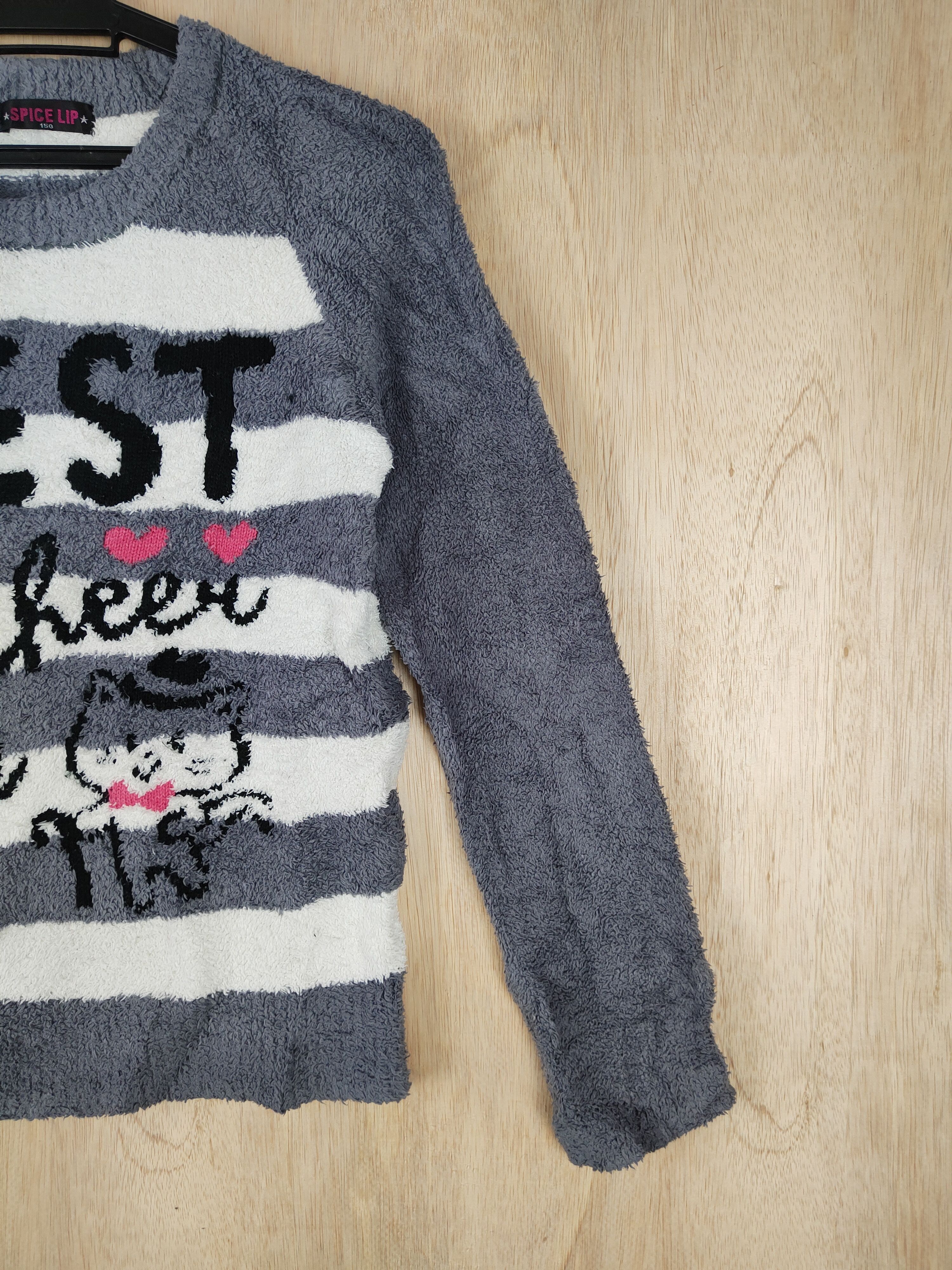 Japanese Brand × Other Spice Lip Gray stripe Shag Shaggy Fur Mohair Knitwear #S284 Size S / US 4 / IT 40 - 5 Thumbnail