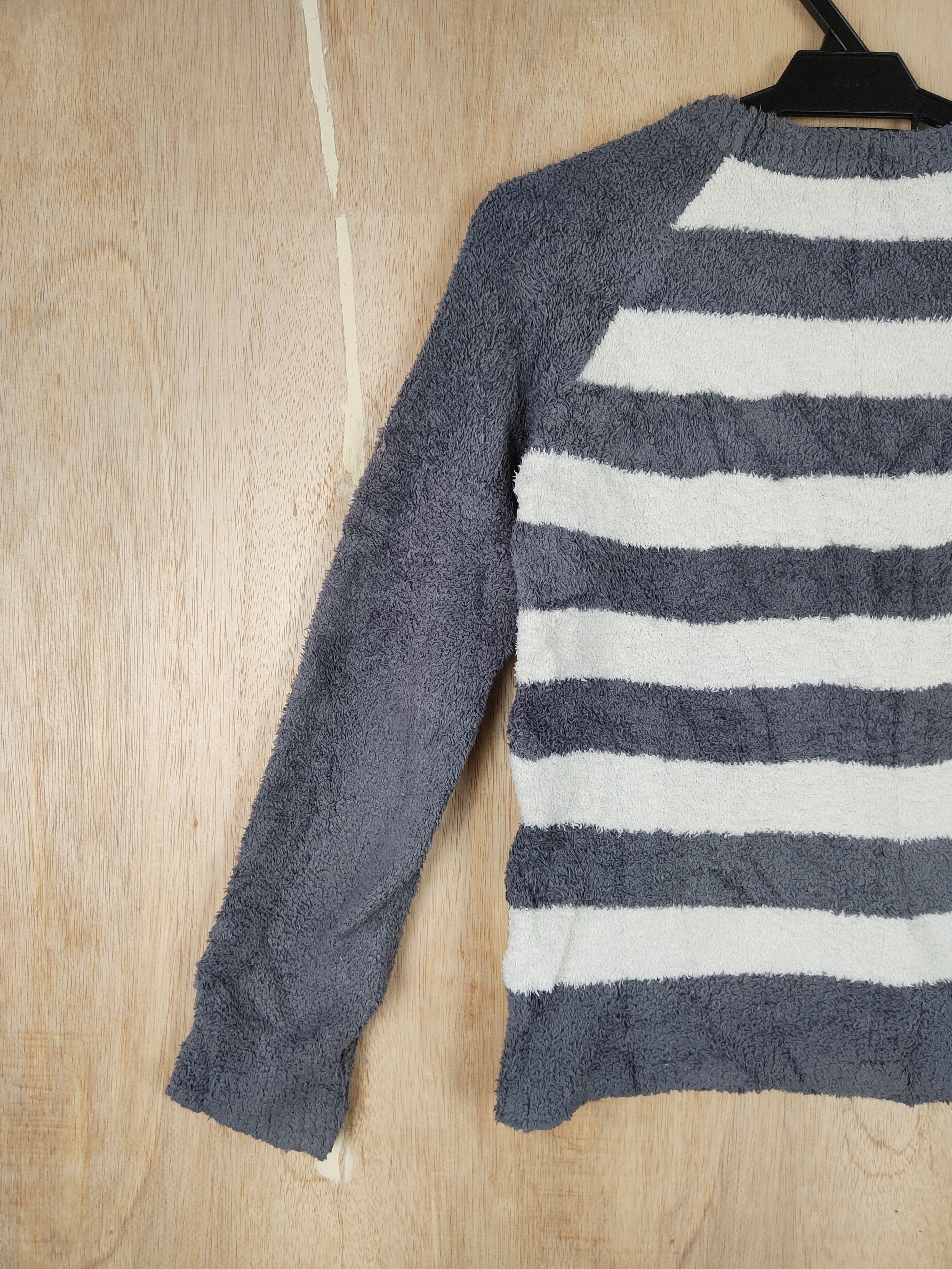 Japanese Brand × Other Spice Lip Gray stripe Shag Shaggy Fur Mohair Knitwear #S284 Size S / US 4 / IT 40 - 7 Thumbnail