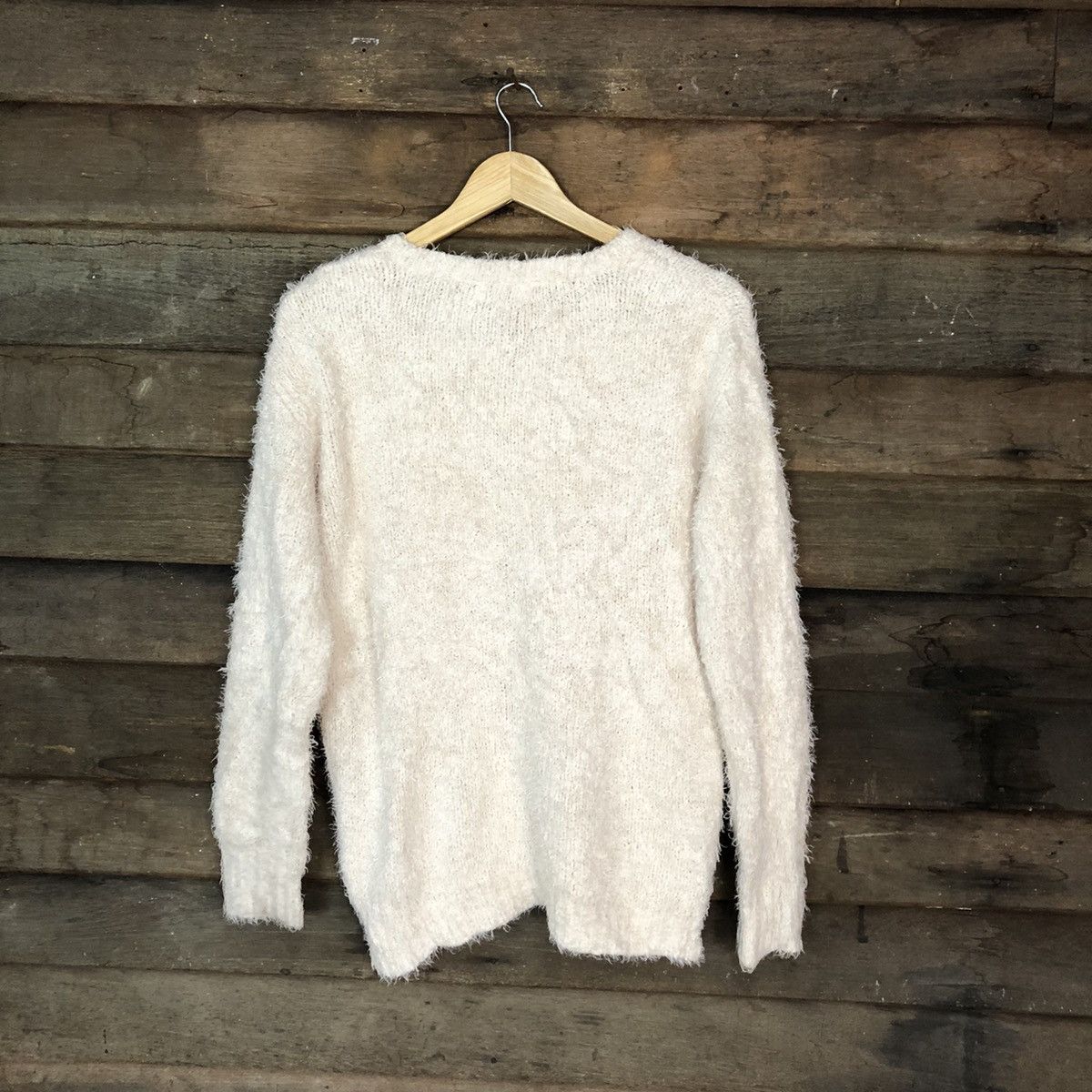 Homespun Knitwear × Japanese Brand × Vintage Sorridere White Shag Shaggy Fur Mohair Knitwear #6998 Size L / US 10 / IT 46 - 9 Thumbnail