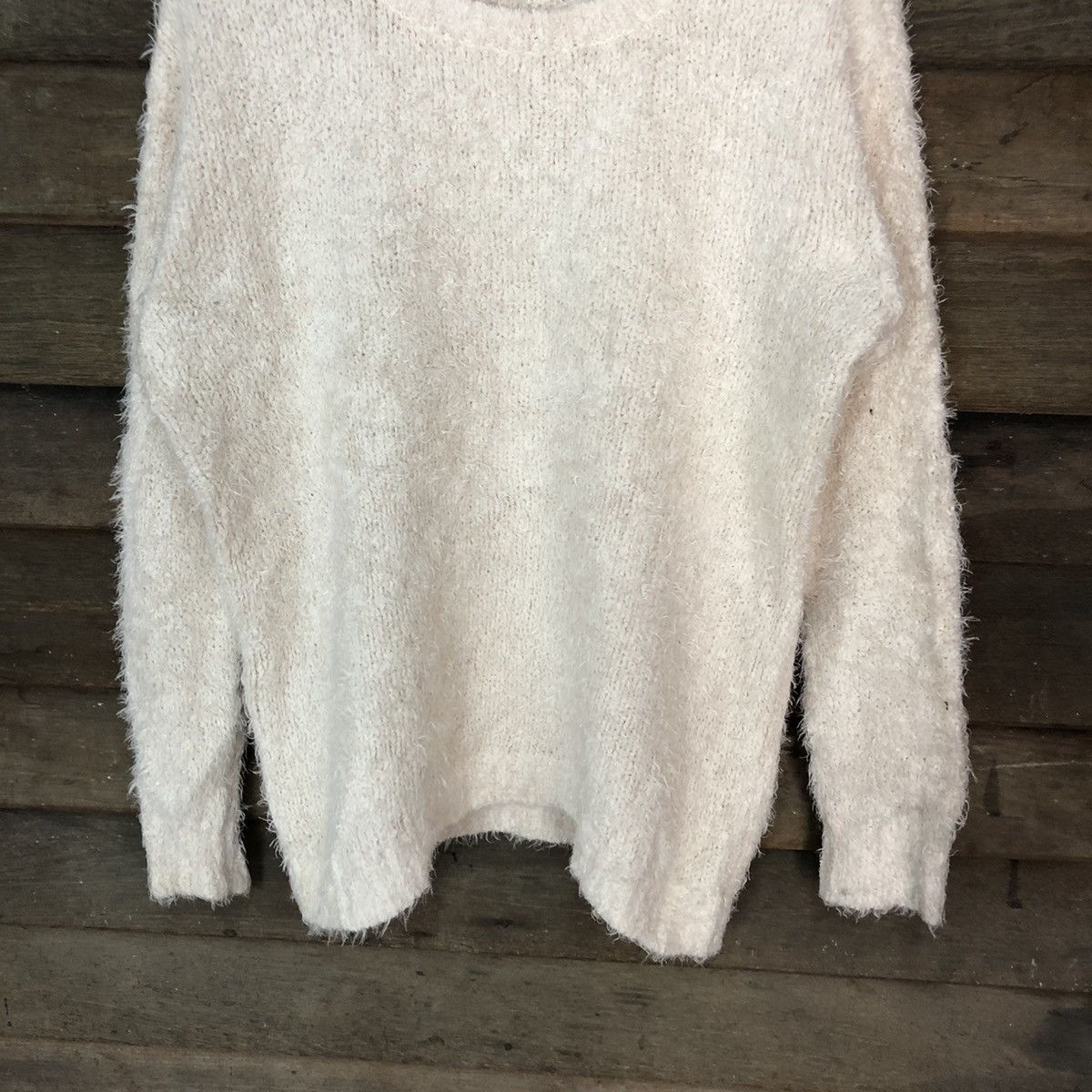 Homespun Knitwear × Japanese Brand × Vintage Sorridere White Shag Shaggy Fur Mohair Knitwear #6998 Size L / US 10 / IT 46 - 3 Thumbnail