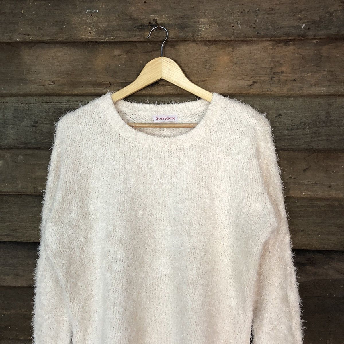 Homespun Knitwear × Japanese Brand × Vintage Sorridere White Shag Shaggy Fur Mohair Knitwear #6998 Size L / US 10 / IT 46 - 2 Thumbnail