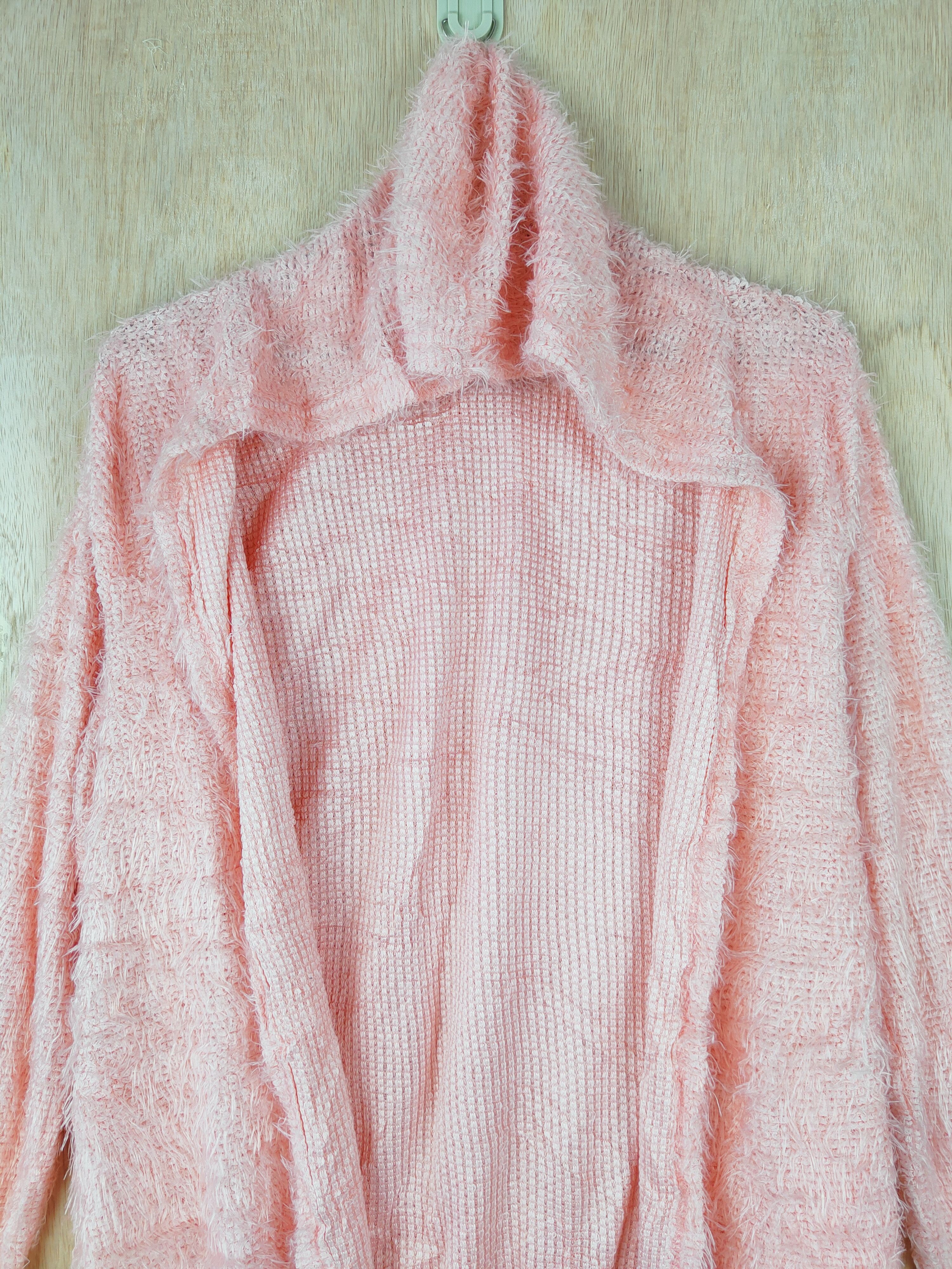 Japanese Brand Pink Shag Shaggy Fur Mohair cardigan hoodie Knitwear #S265 Size S / US 4 / IT 40 - 2 Thumbnail