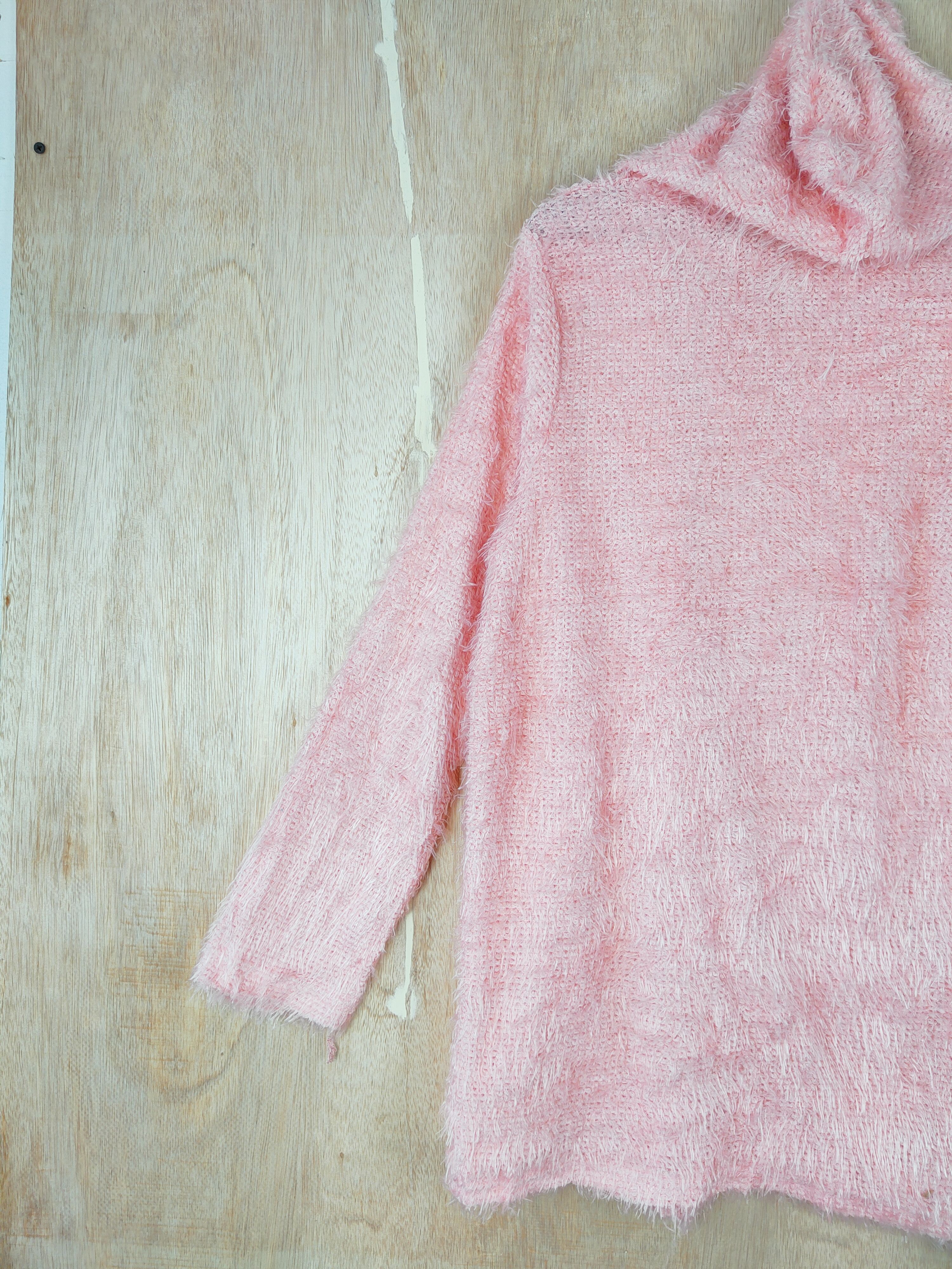 Japanese Brand Pink Shag Shaggy Fur Mohair cardigan hoodie Knitwear #S265 Size S / US 4 / IT 40 - 6 Thumbnail