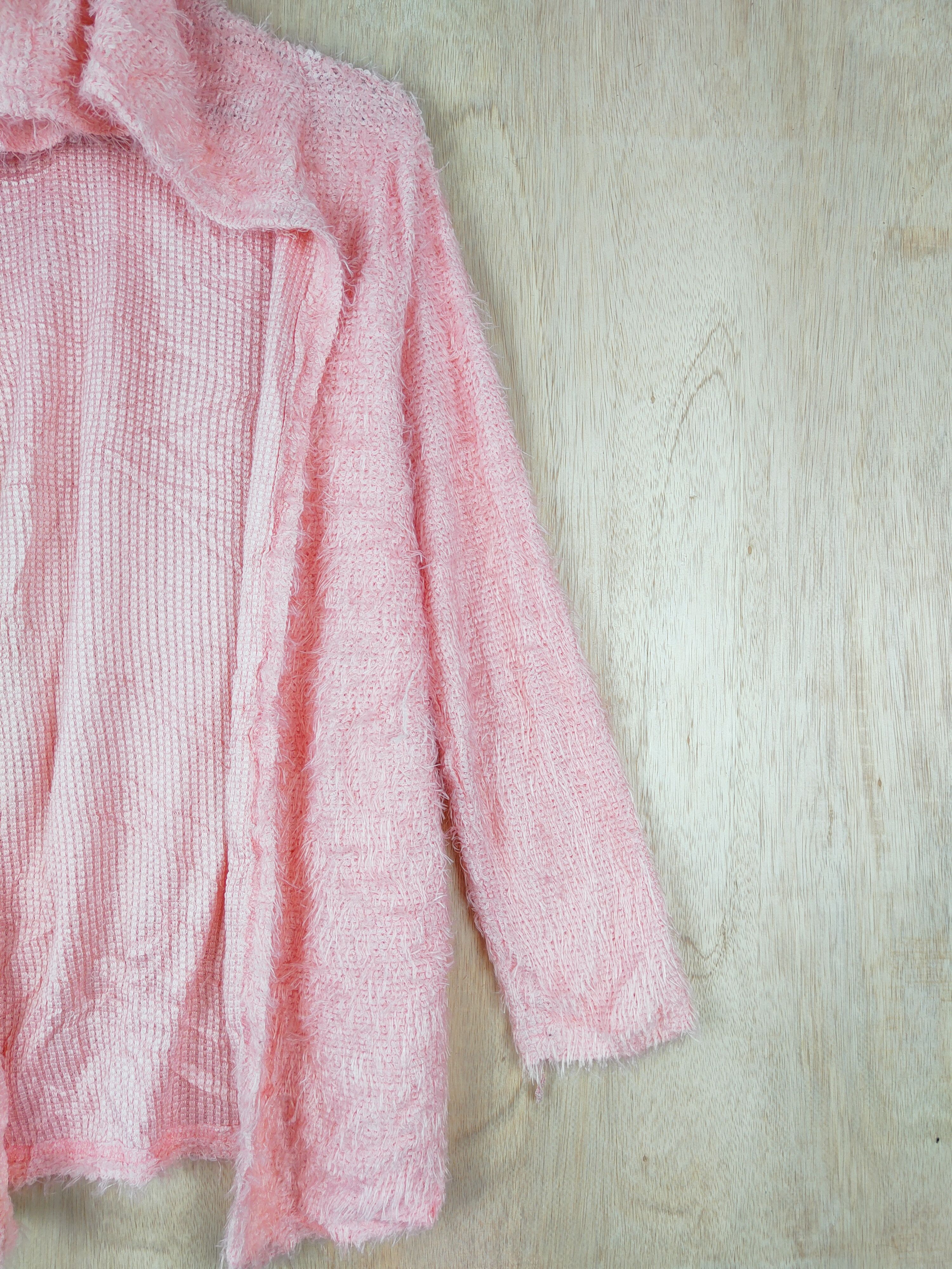Japanese Brand Pink Shag Shaggy Fur Mohair cardigan hoodie Knitwear #S265 Size S / US 4 / IT 40 - 4 Thumbnail