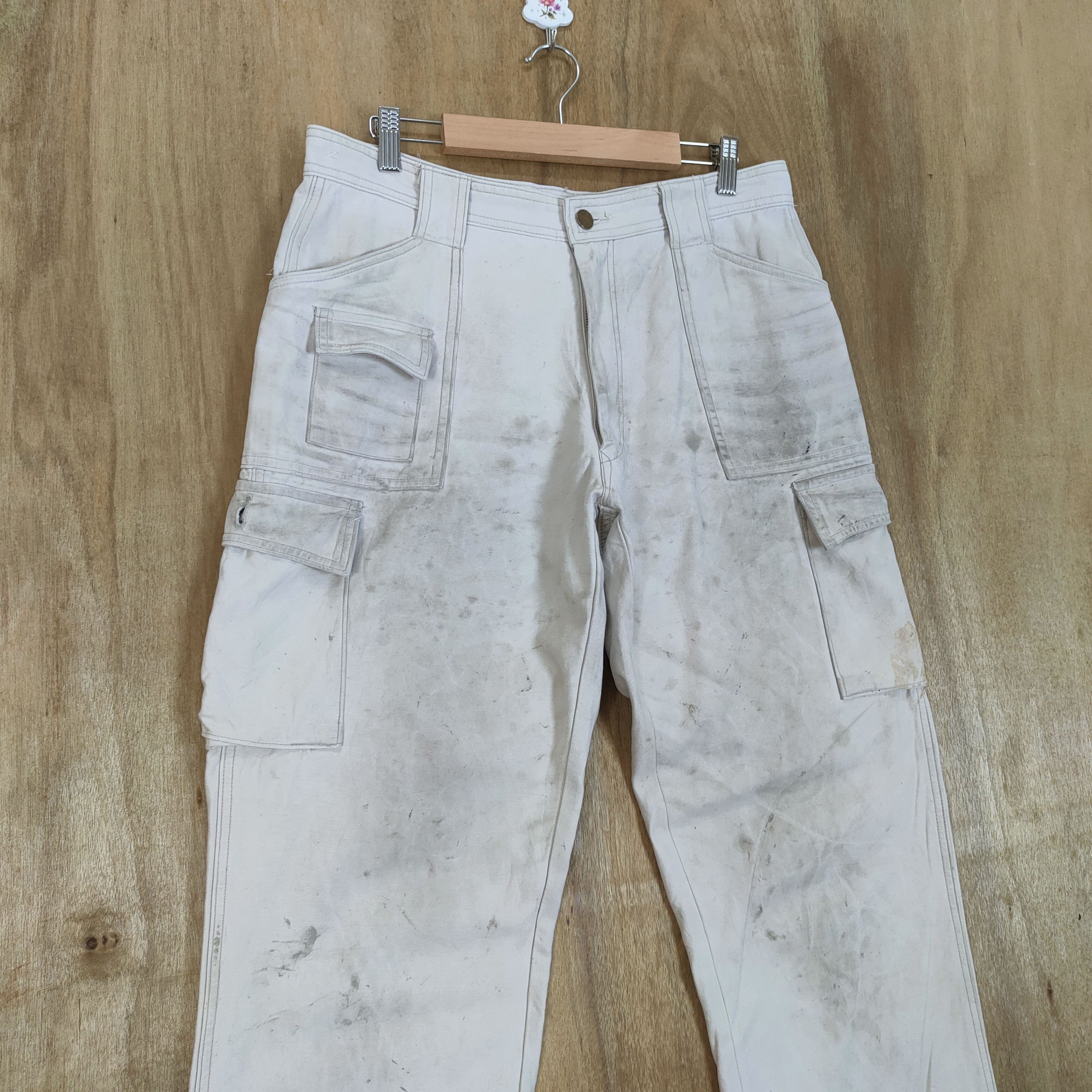 Japanese Brand × White's Boots TORAICHI FADED WHITE VINTAGE WORKWEAR CARGO PANTS Size US 32 / EU 48 - 4 Thumbnail