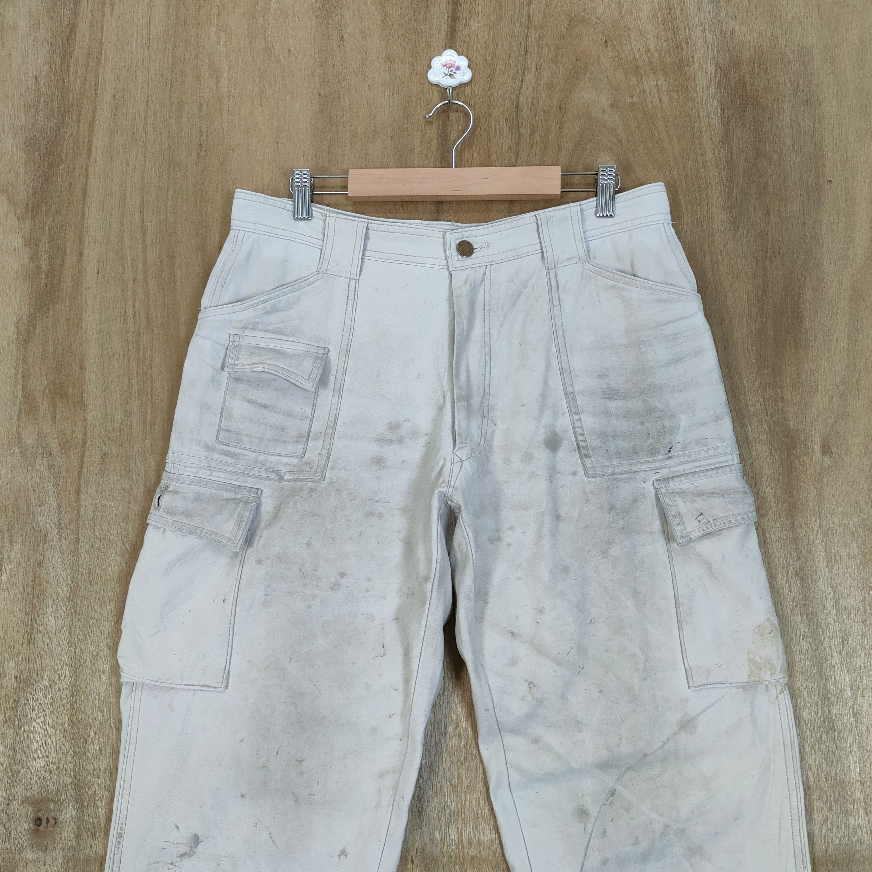Japanese Brand × White's Boots TORAICHI FADED WHITE VINTAGE WORKWEAR CARGO PANTS Size US 32 / EU 48 - 2 Thumbnail