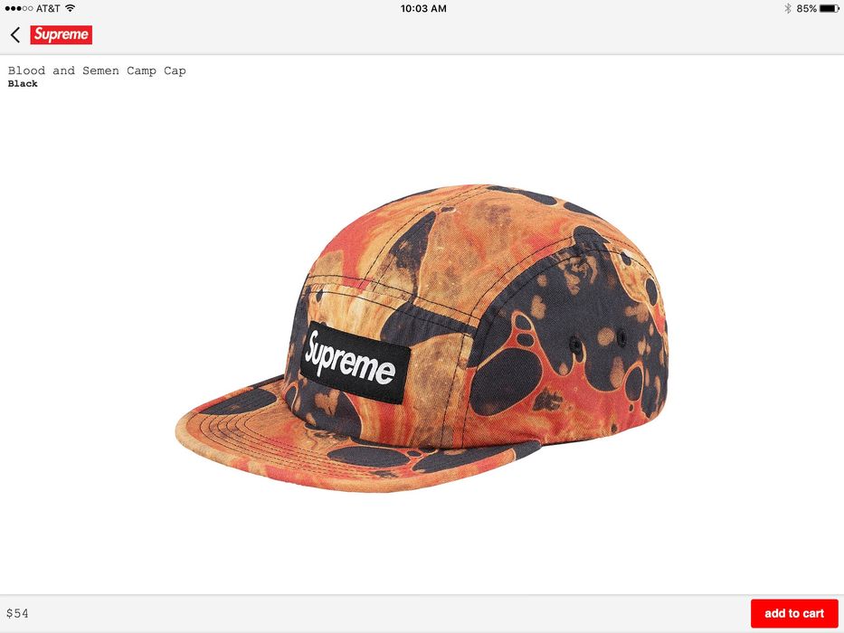 Supreme Blood And Semen Camp Cap Black | Grailed