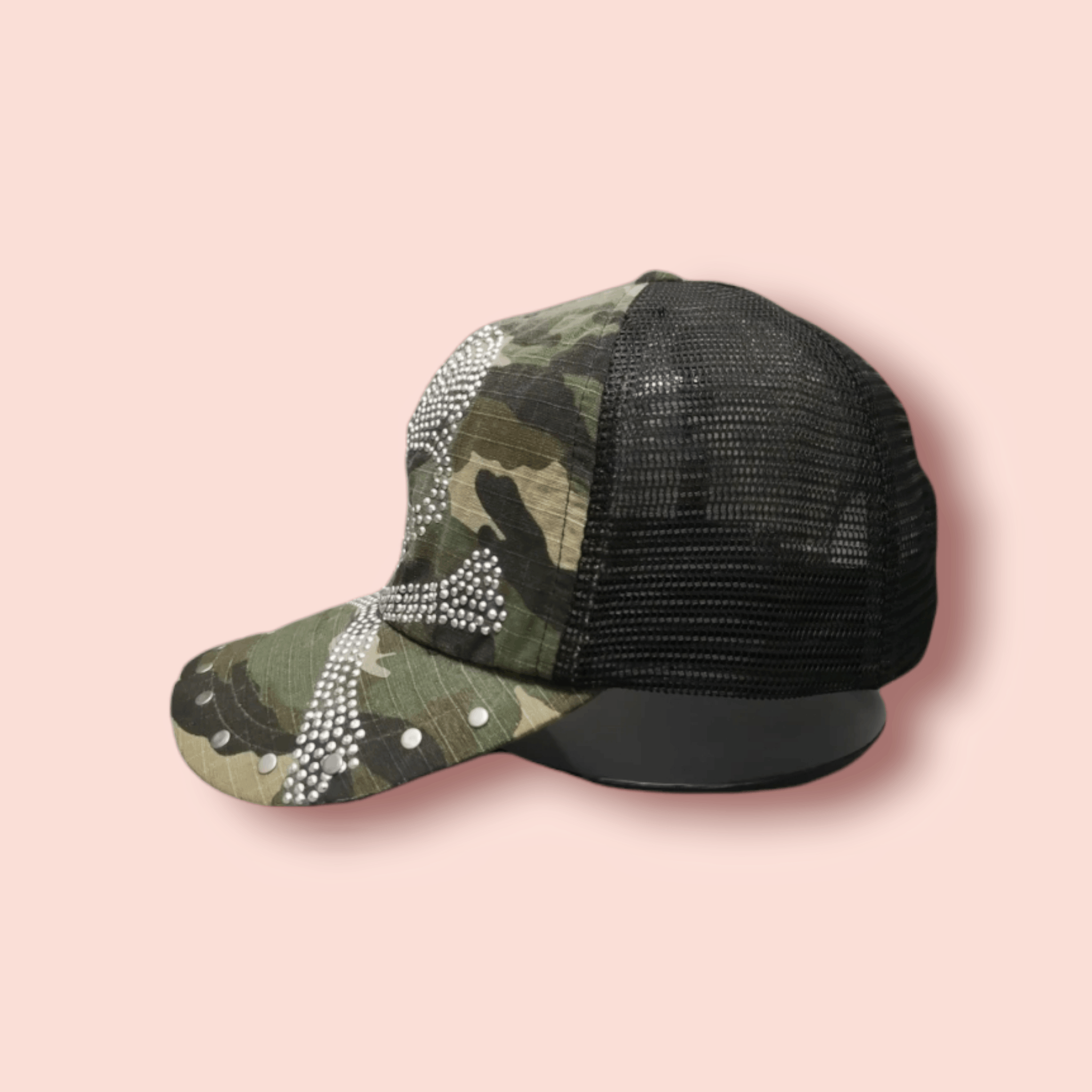Seditionaries STUDDED SKULL & BONES CAMO TRUCKER SNAPBACK Size ONE SIZE - 8 Thumbnail