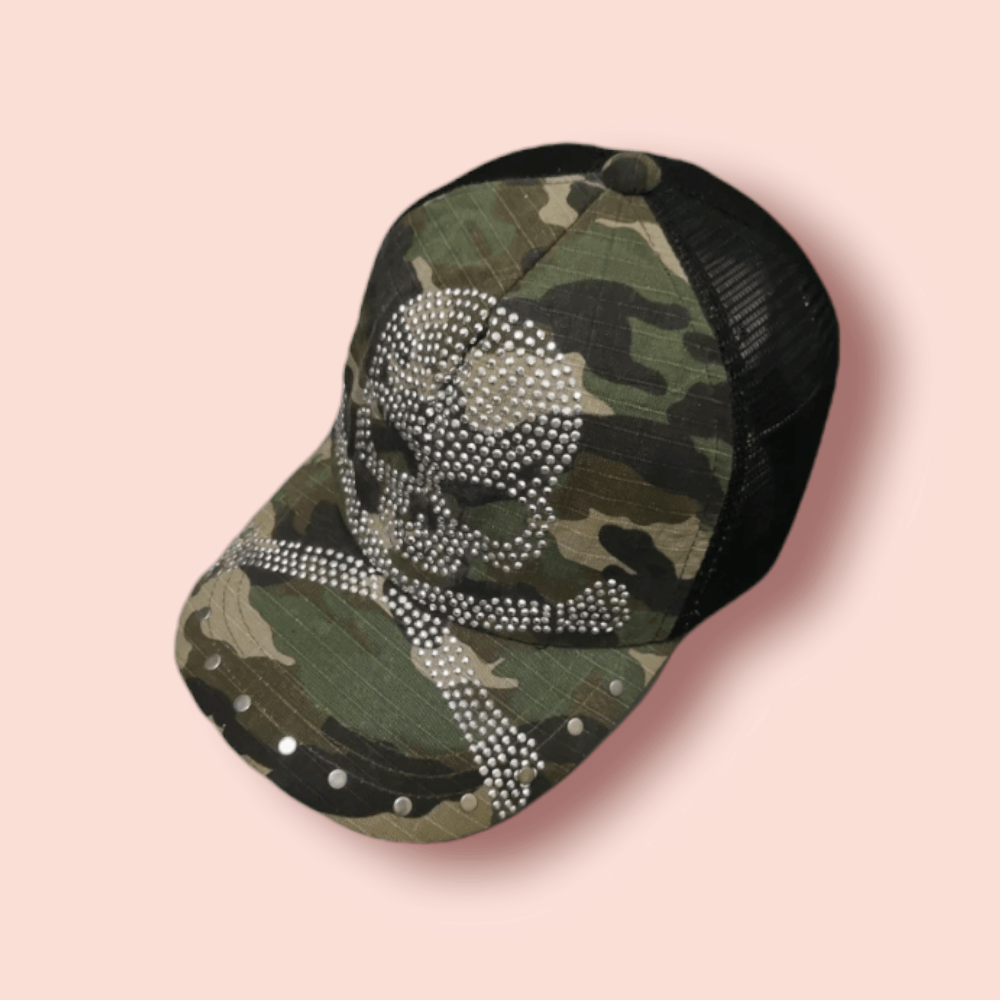 Seditionaries STUDDED SKULL & BONES CAMO TRUCKER SNAPBACK Size ONE SIZE - 3 Thumbnail