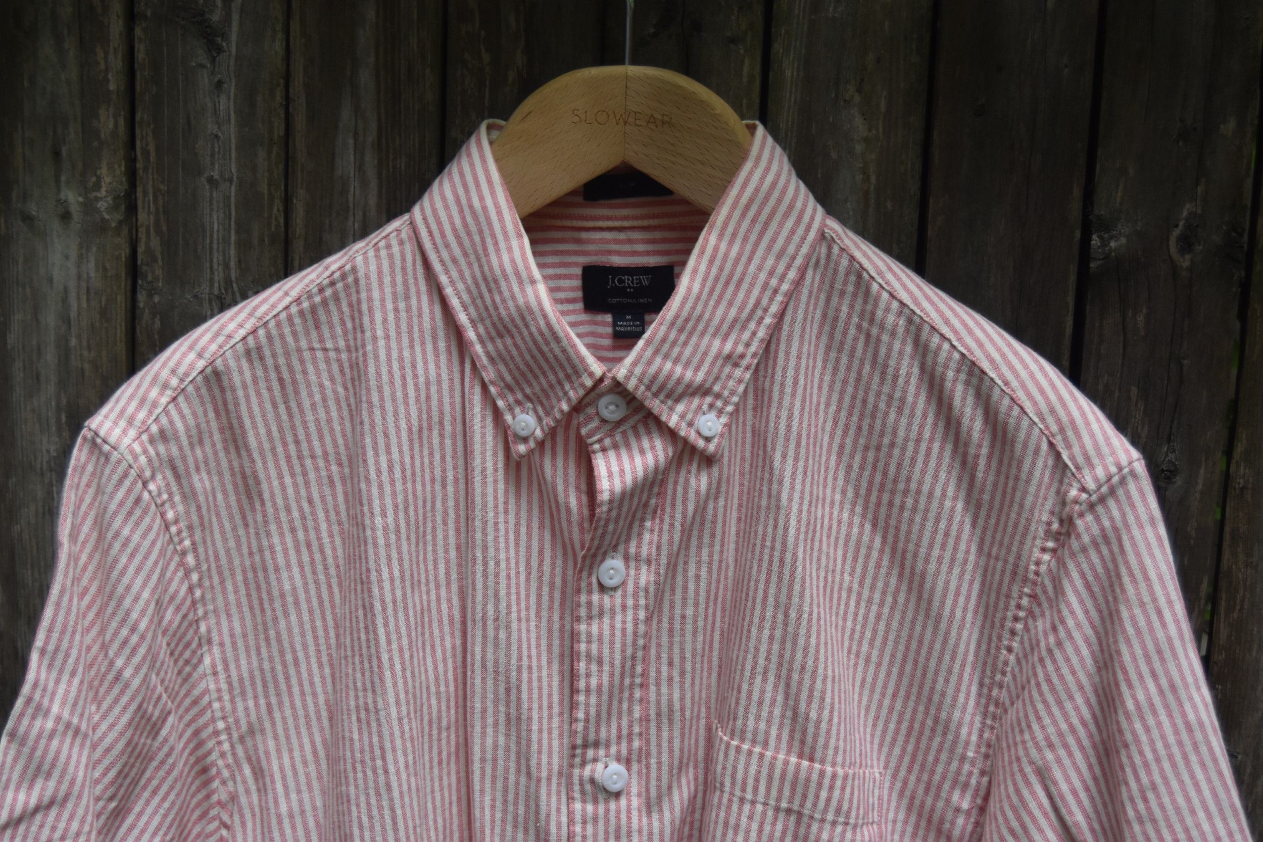 Candy cane short-sleeve linen-cotton shirt