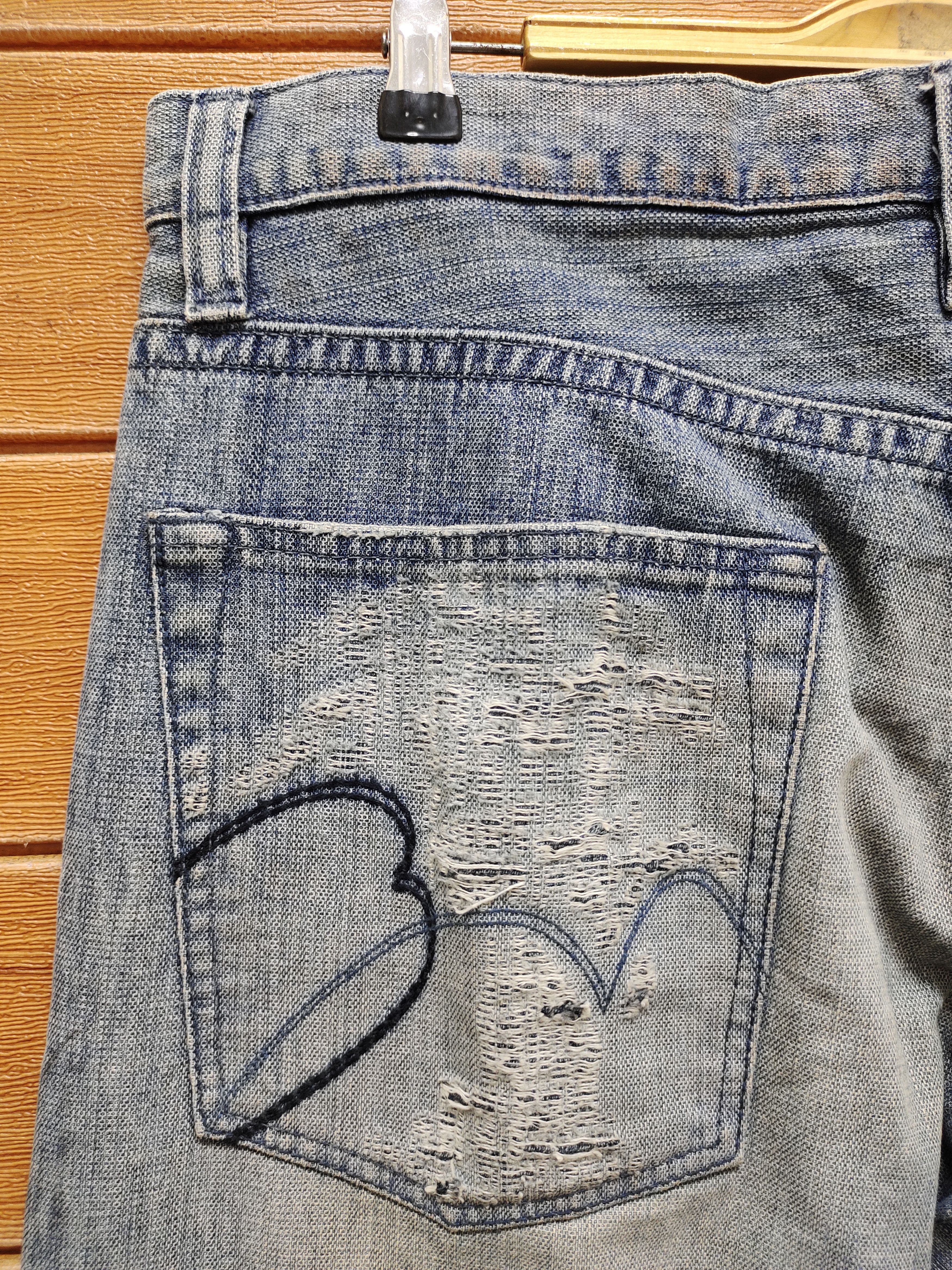 Hysteric Glamour × Undercover Vintage Blue Marlin Corp Japan Distress Faded Denim Jeans Size US 35 - 9 Thumbnail