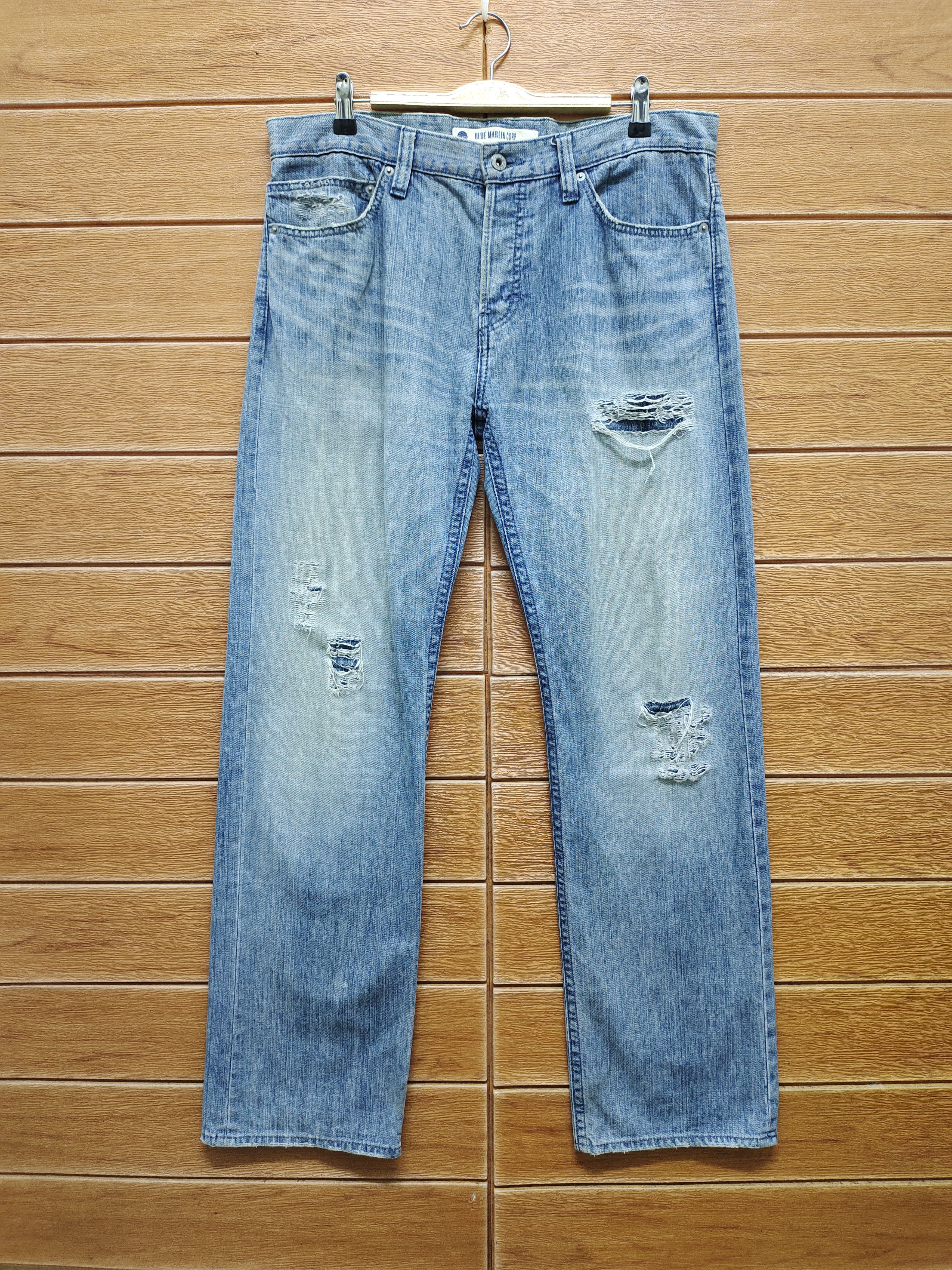 Hysteric Glamour × Undercover Vintage Blue Marlin Corp Japan Distress Faded Denim Jeans Size US 35 - 2 Thumbnail