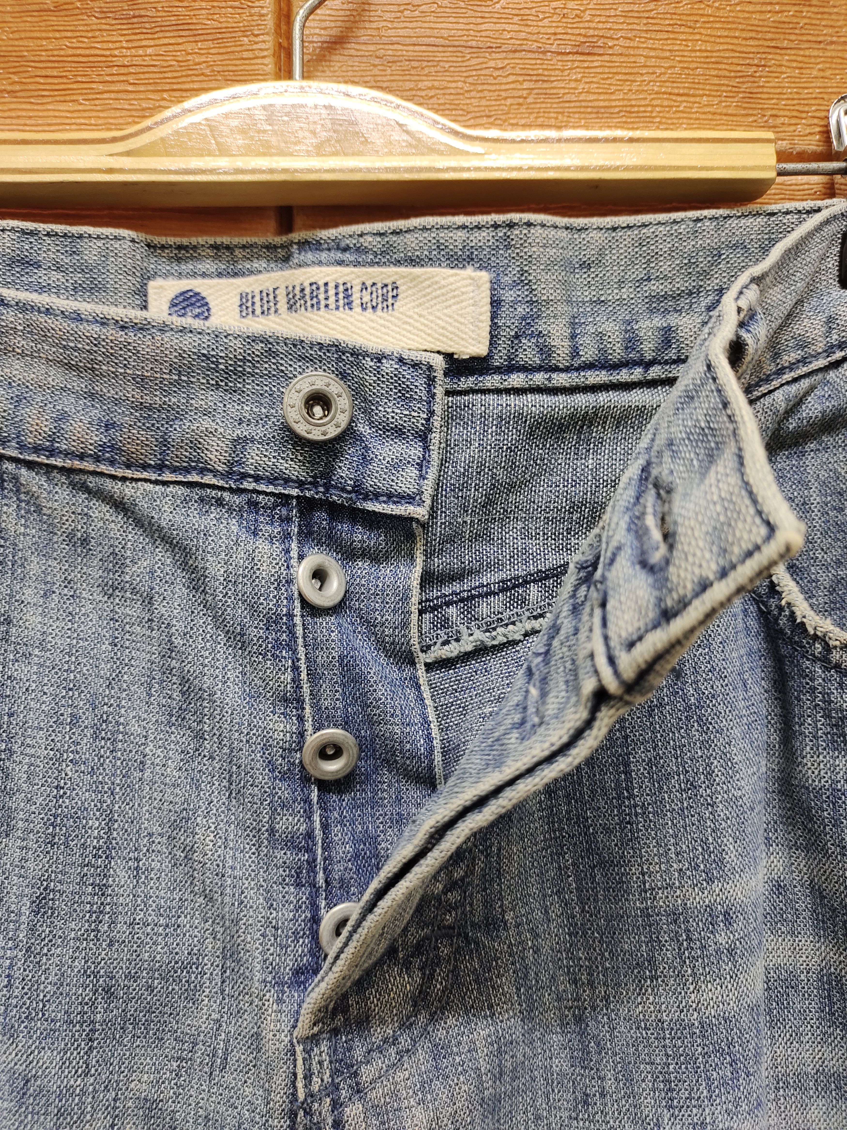 Hysteric Glamour × Undercover Vintage Blue Marlin Corp Japan Distress Faded Denim Jeans Size US 35 - 14 Thumbnail
