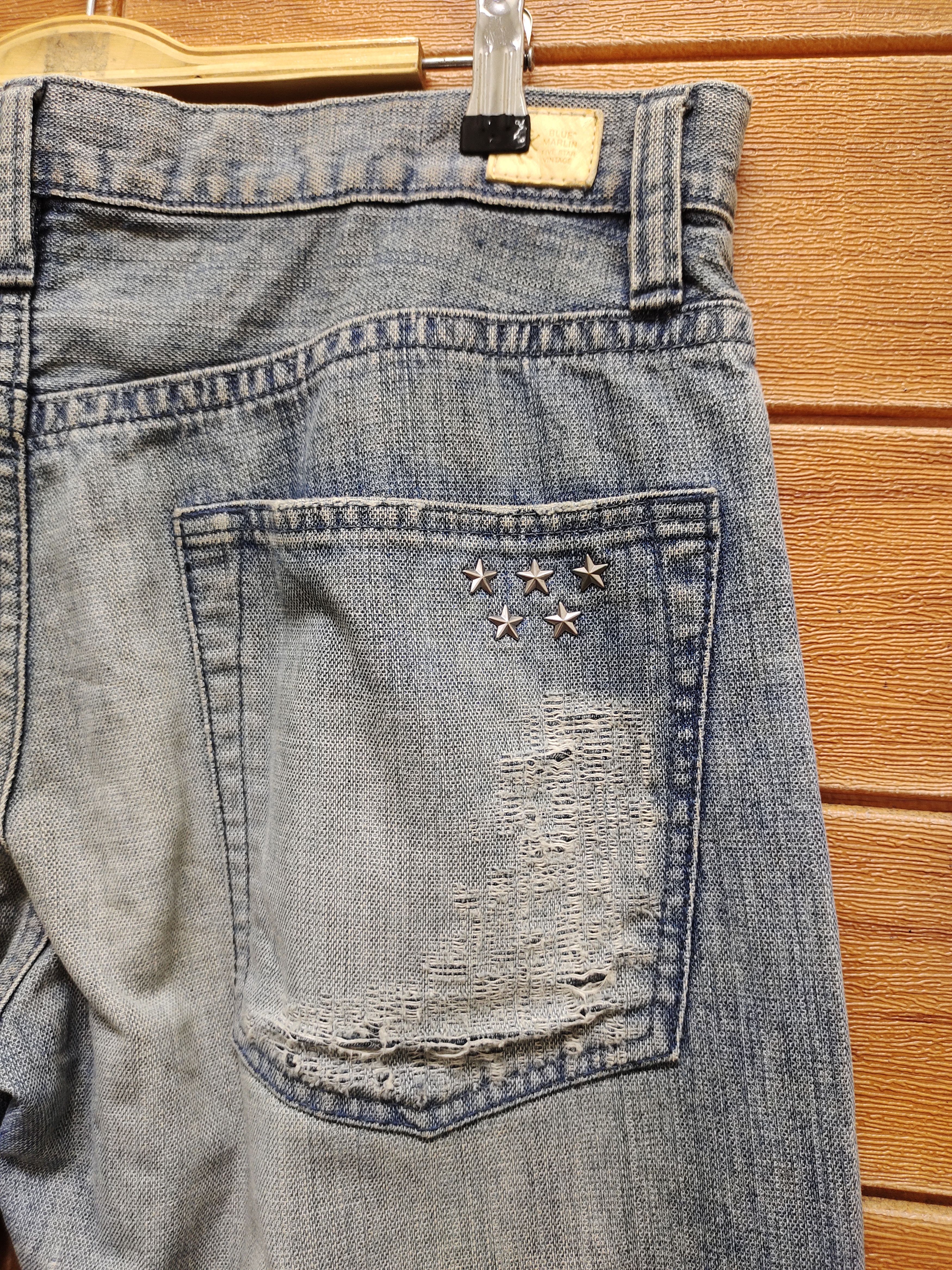 Hysteric Glamour × Undercover Vintage Blue Marlin Corp Japan Distress Faded Denim Jeans Size US 35 - 10 Thumbnail