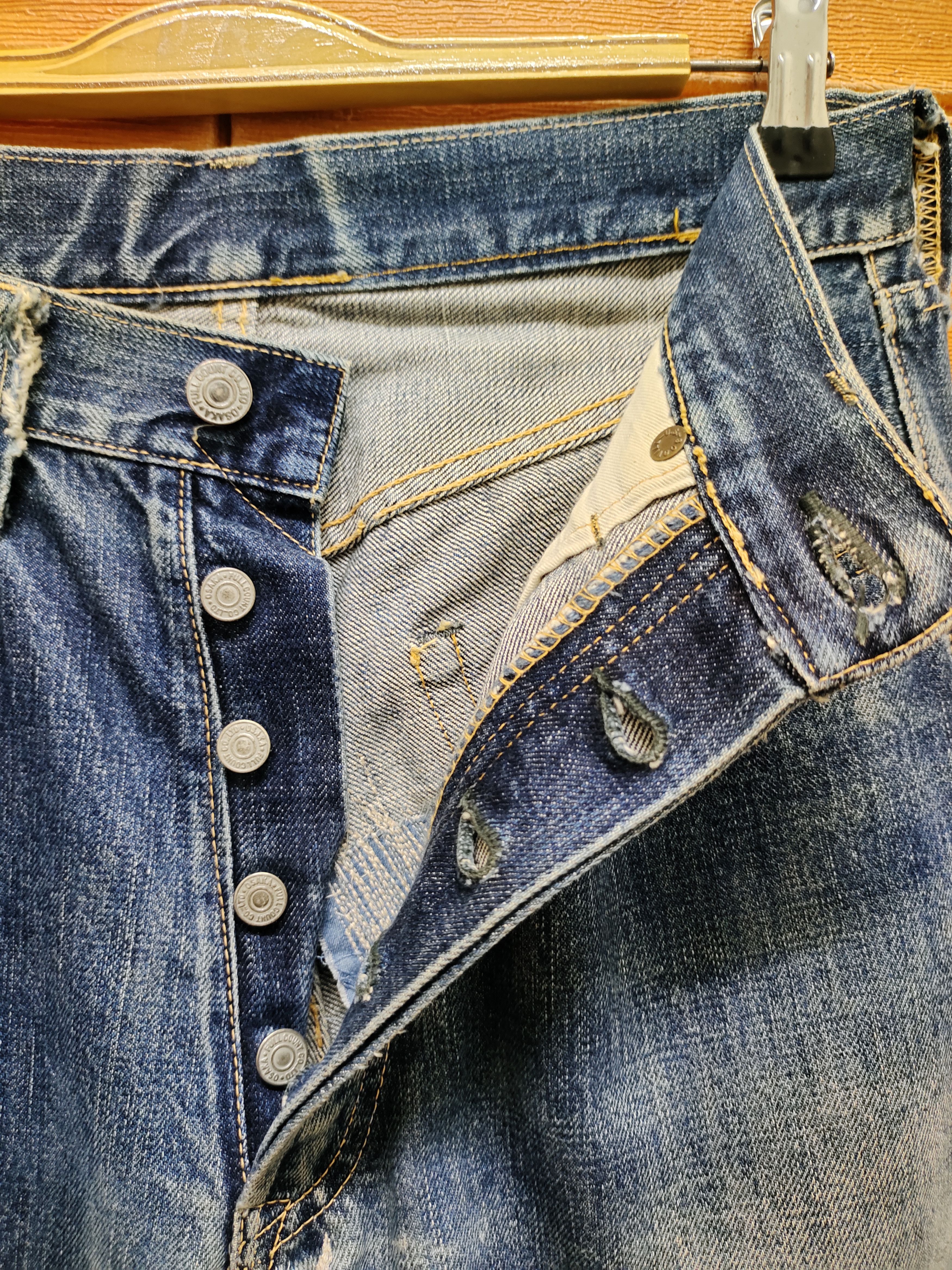 Full Count & Co. Vintage 90s Fullcount Distressed Selvedge Denim Size US 30 / EU 46 - 15 Thumbnail