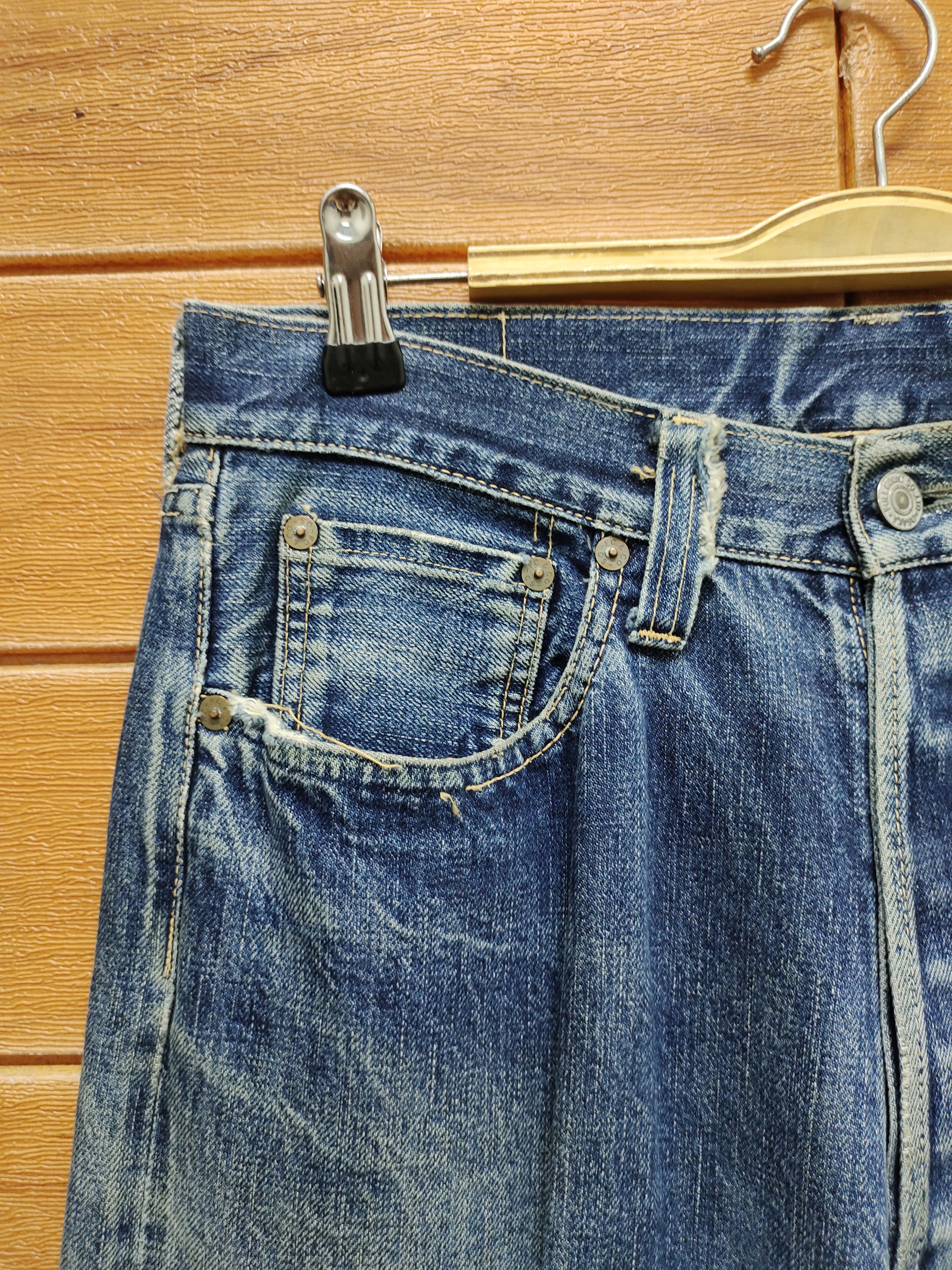 Full Count & Co. Vintage 90s Fullcount Distressed Selvedge Denim Size US 30 / EU 46 - 3 Thumbnail