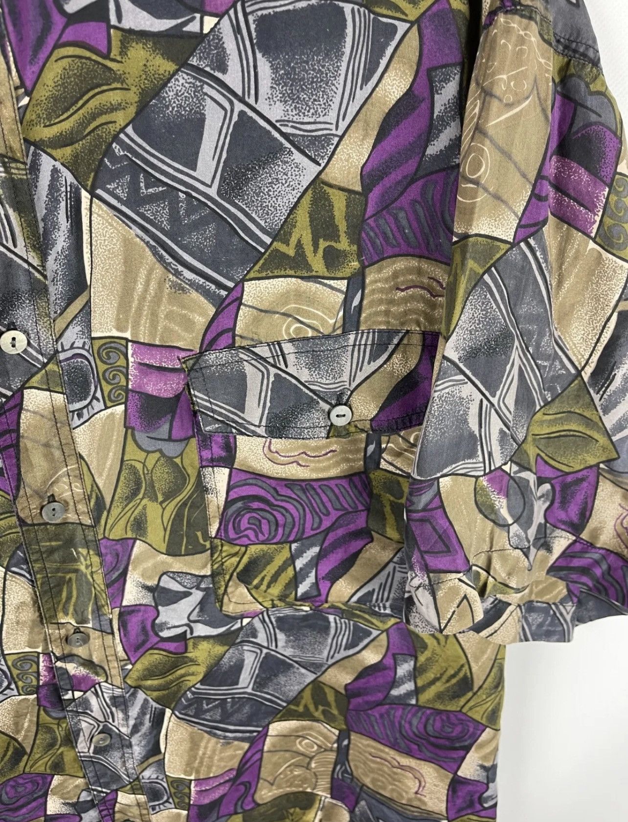 Vintage Emilio Vespucci vintage pattern style pure silk ss shirt Size US L / EU 52-54 / 3 - 6 Thumbnail