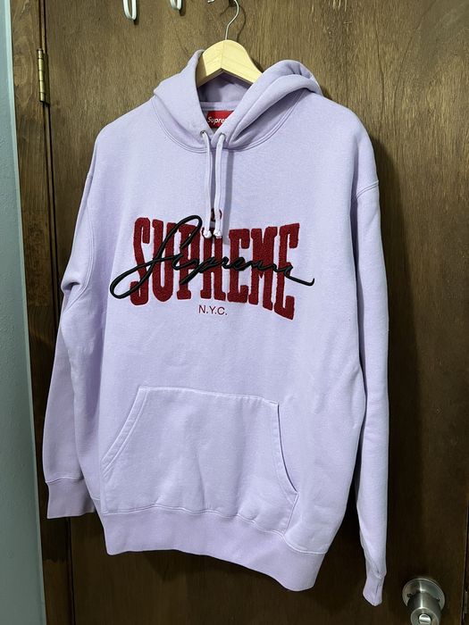 supreme embroidered chenille hooded sweatshirt