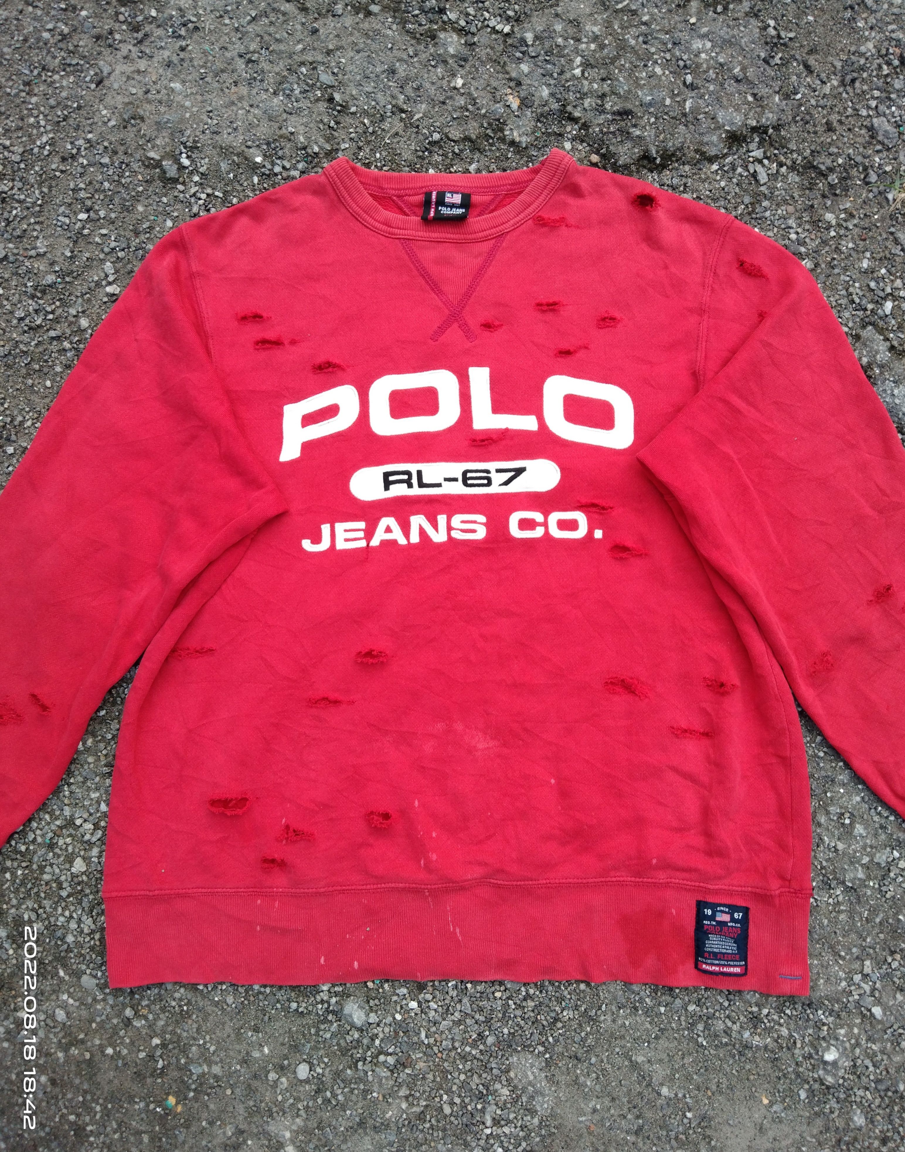 Polo Ralph Lauren × Vintage THRASHED🔥VINTAGE POLO RL SWEATSHIRT Size US S / EU 44-46 / 1 - 1 Thumbnail