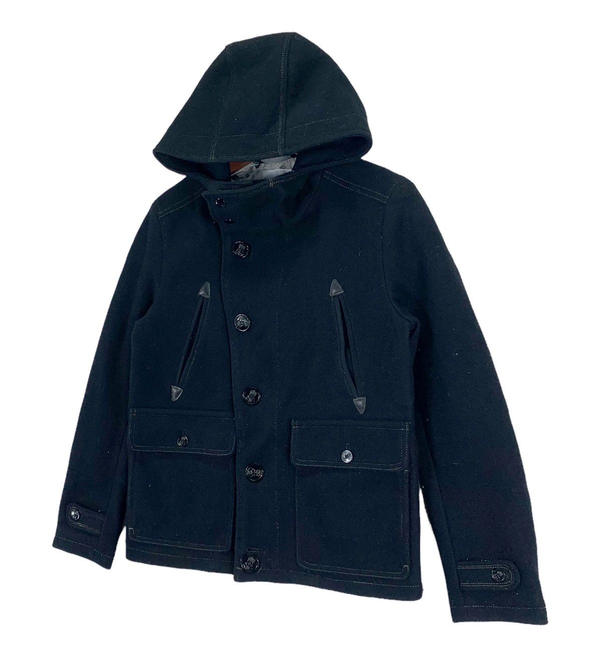 FACTOTUM × Issey Miyake × Japanese Brand VINTAGE FACTOTUM HOODIE WOOL COAT Size US M / EU 48-50 / 2 - 2 Thumbnail