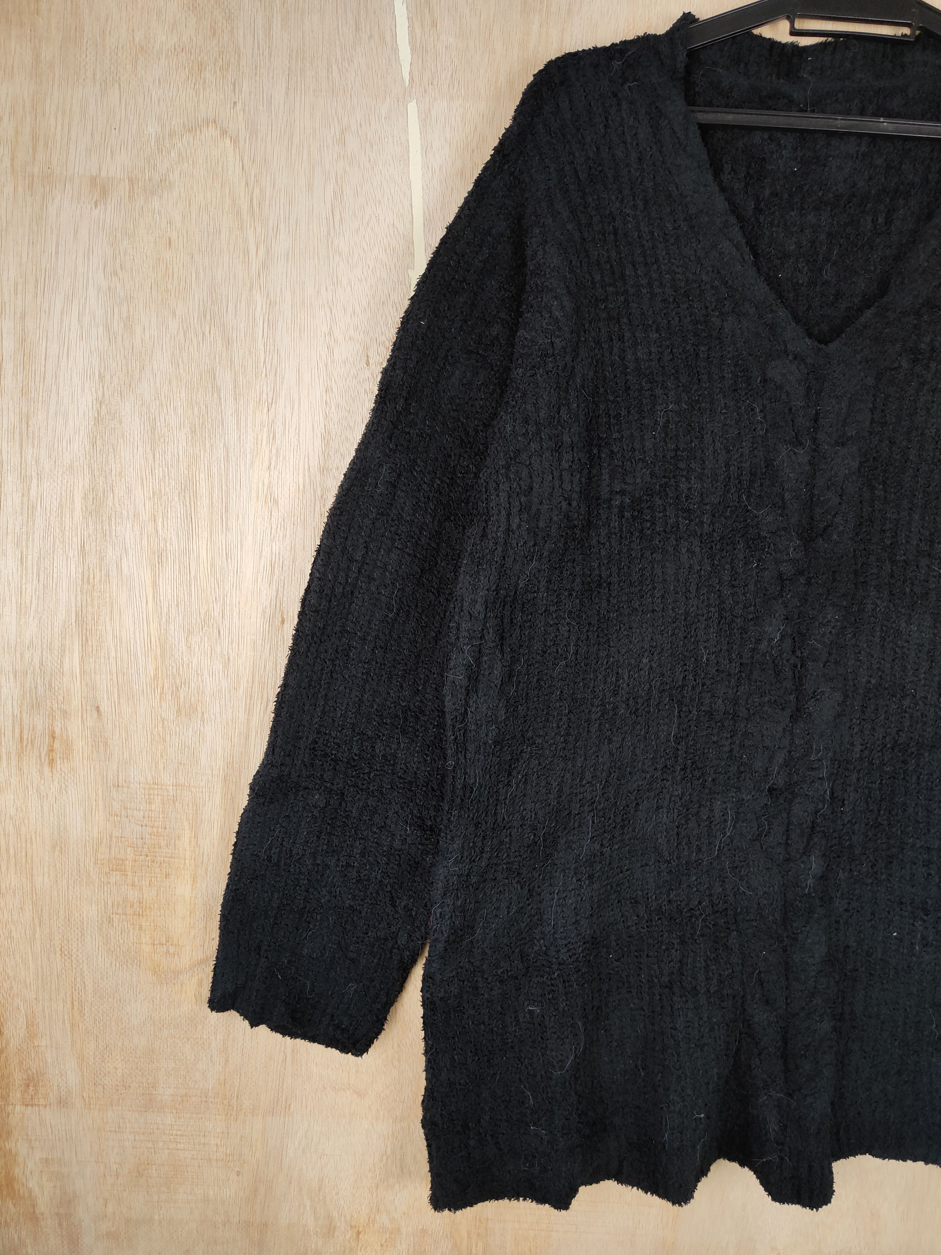 Japanese Brand × Other Japanese Brand Black Shag Shaggy Fur Mohair Knitwear #S285 Size XXL / US 16-18 / IT 52-54 - 3 Thumbnail