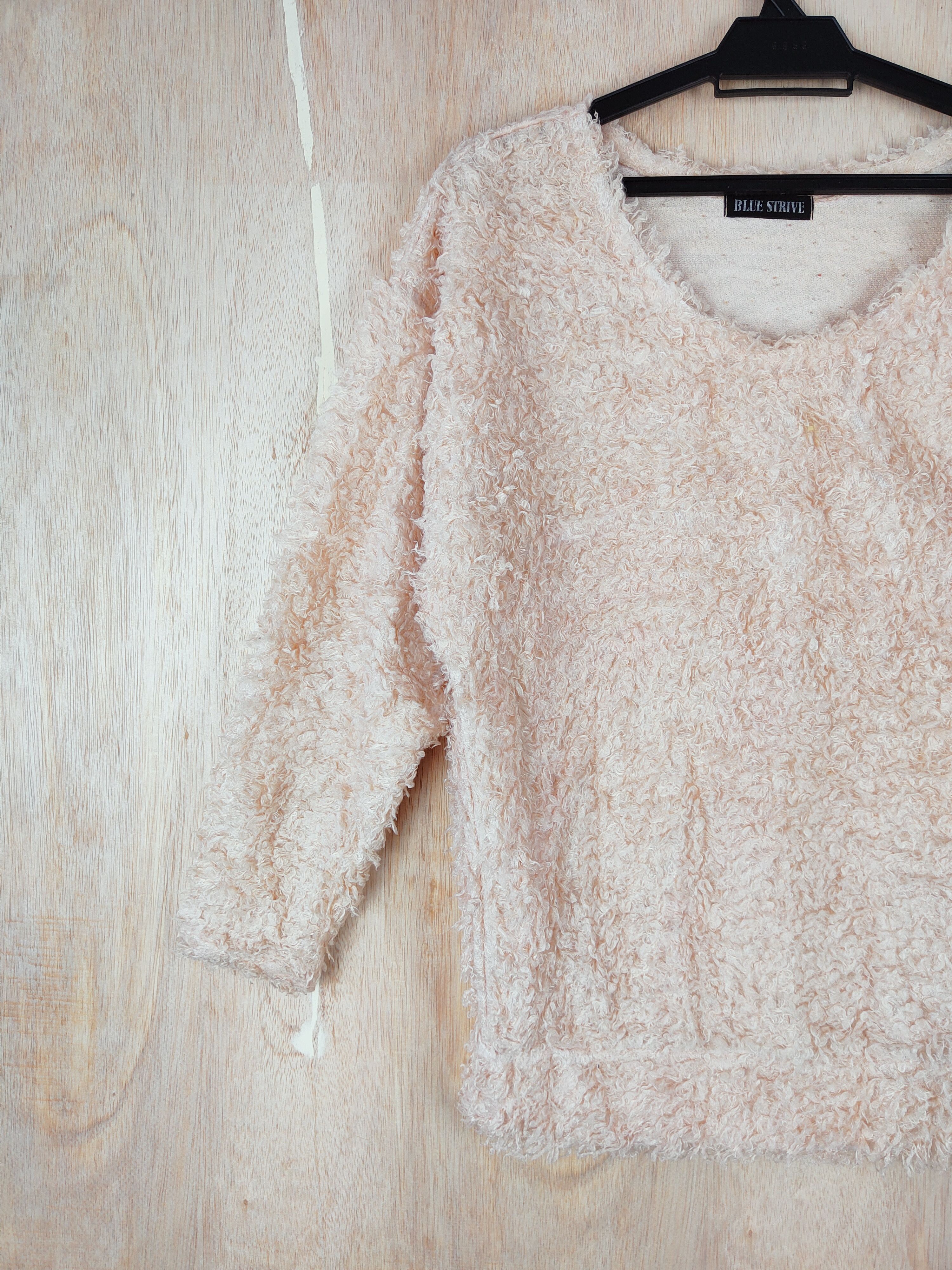 Homespun Knitwear Blue Strive Peach Shag Shaggy Fur Mohair Knitwear #S263 Size M / US 6-8 / IT 42-44 - 3 Thumbnail