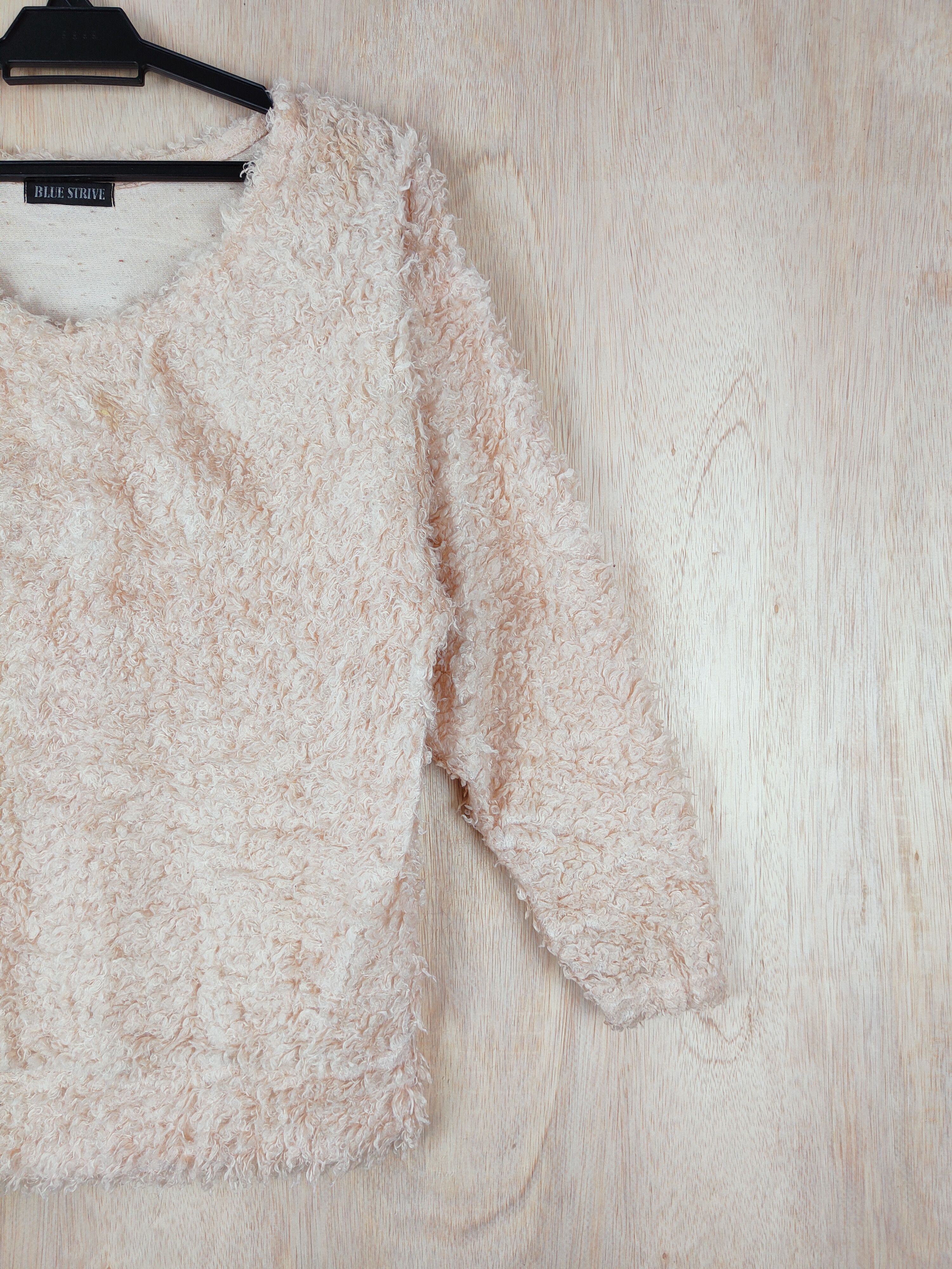 Homespun Knitwear Blue Strive Peach Shag Shaggy Fur Mohair Knitwear #S263 Size M / US 6-8 / IT 42-44 - 4 Thumbnail