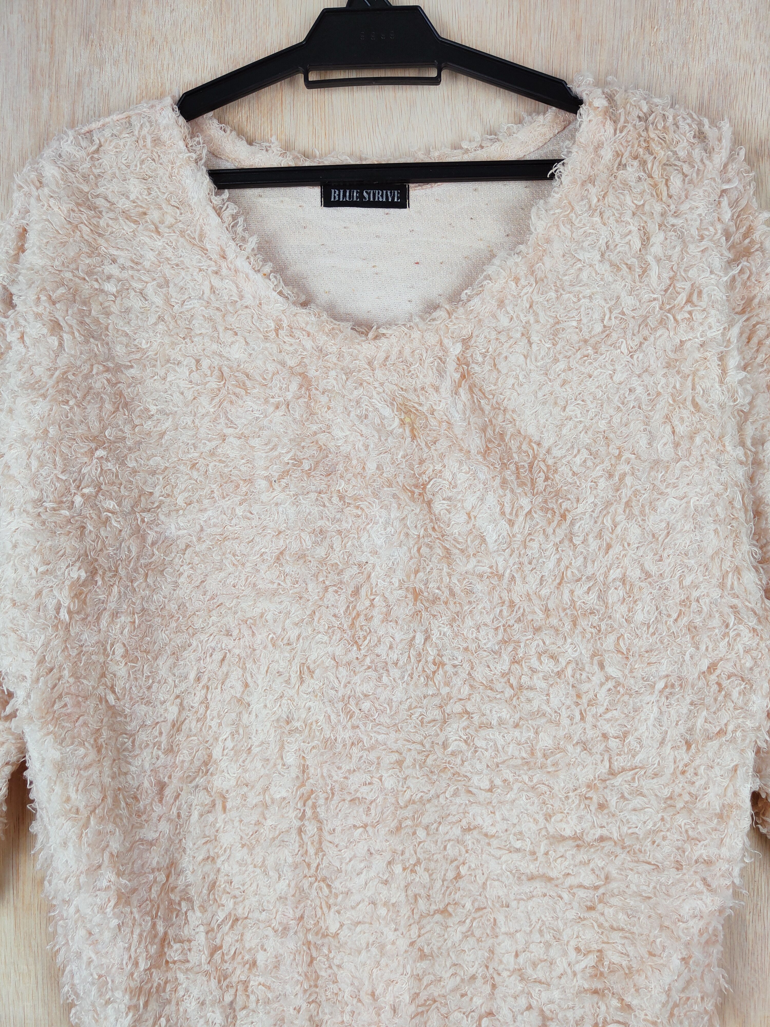 Homespun Knitwear Blue Strive Peach Shag Shaggy Fur Mohair Knitwear #S263 Size M / US 6-8 / IT 42-44 - 2 Thumbnail