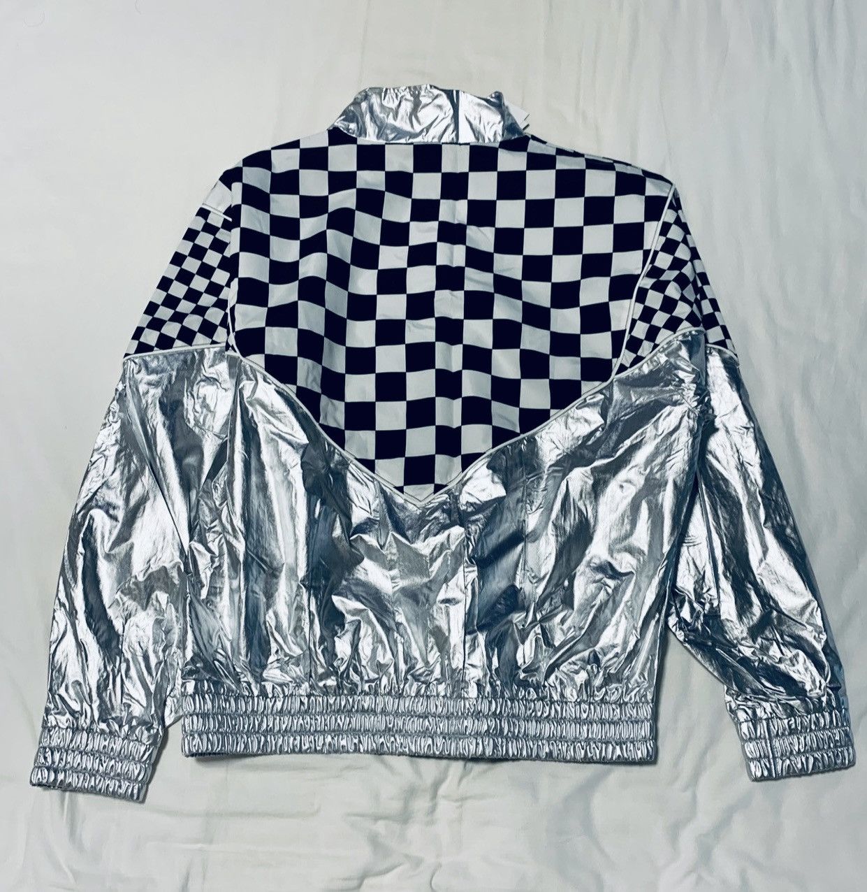 Celine × Hedi Slimane CELINE Checked Metallic Nylon Bomber Jacket Size US M / EU 48-50 / 2 - 2 Thumbnail