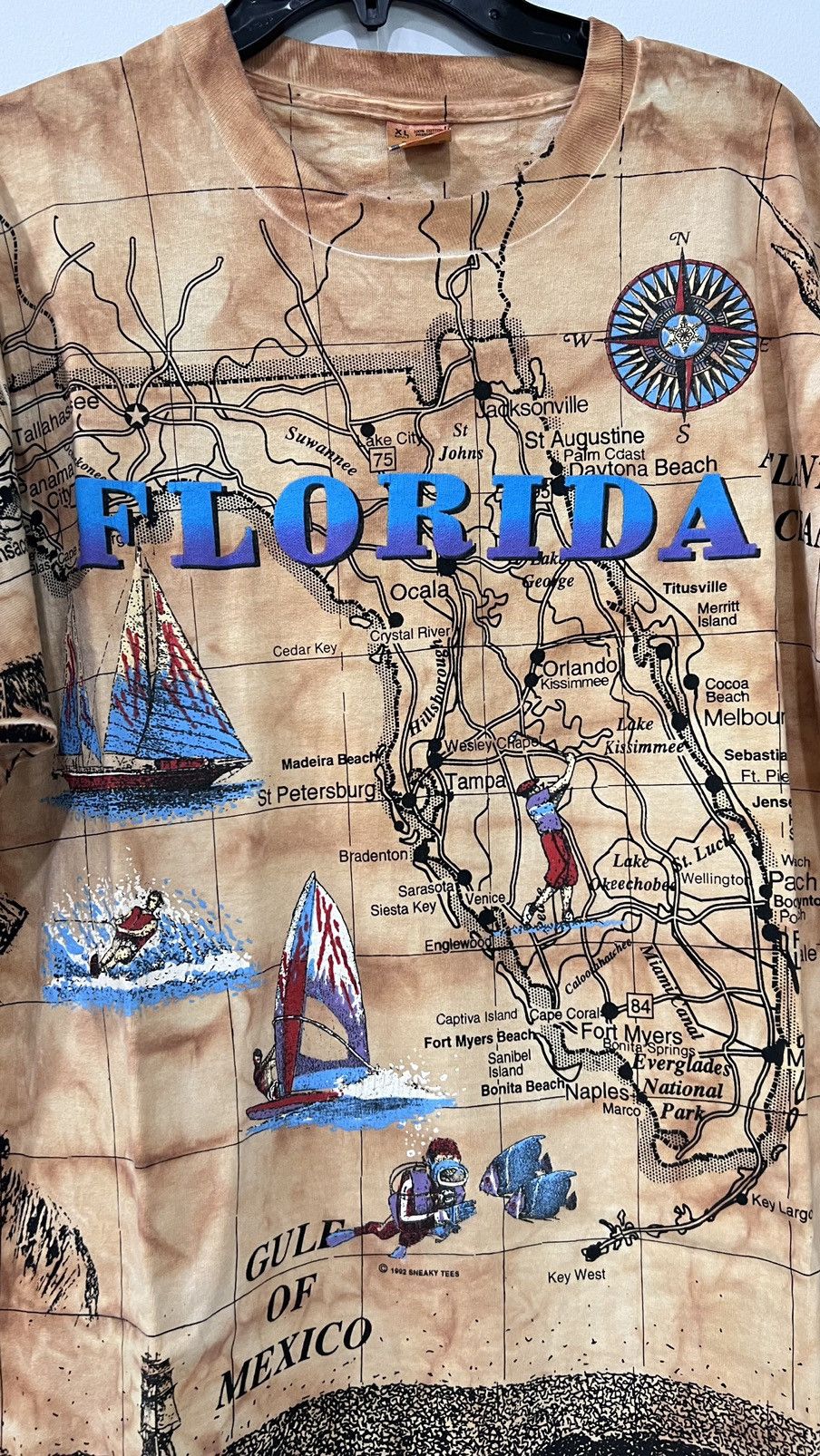 Fruit Of The Loom × Vintage AOP Vintage Florida Map Fruit of the Loom tag Size XL Size US XL / EU 56 / 4 - 2 Thumbnail