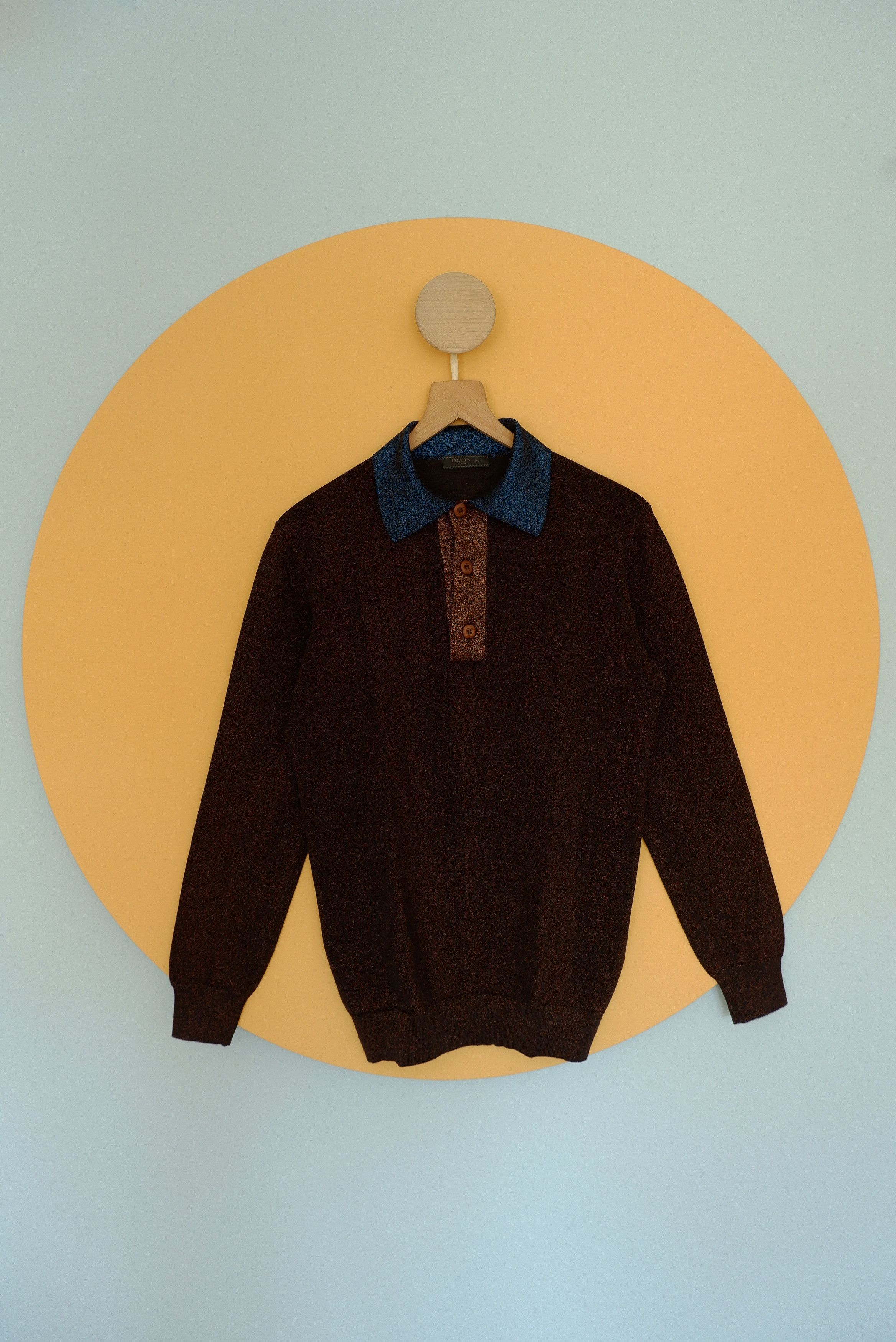 Prada Best price! Rare Prada lurex long sleeved polo AW11 Size US M / EU 48-50 / 2 - 2 Thumbnail