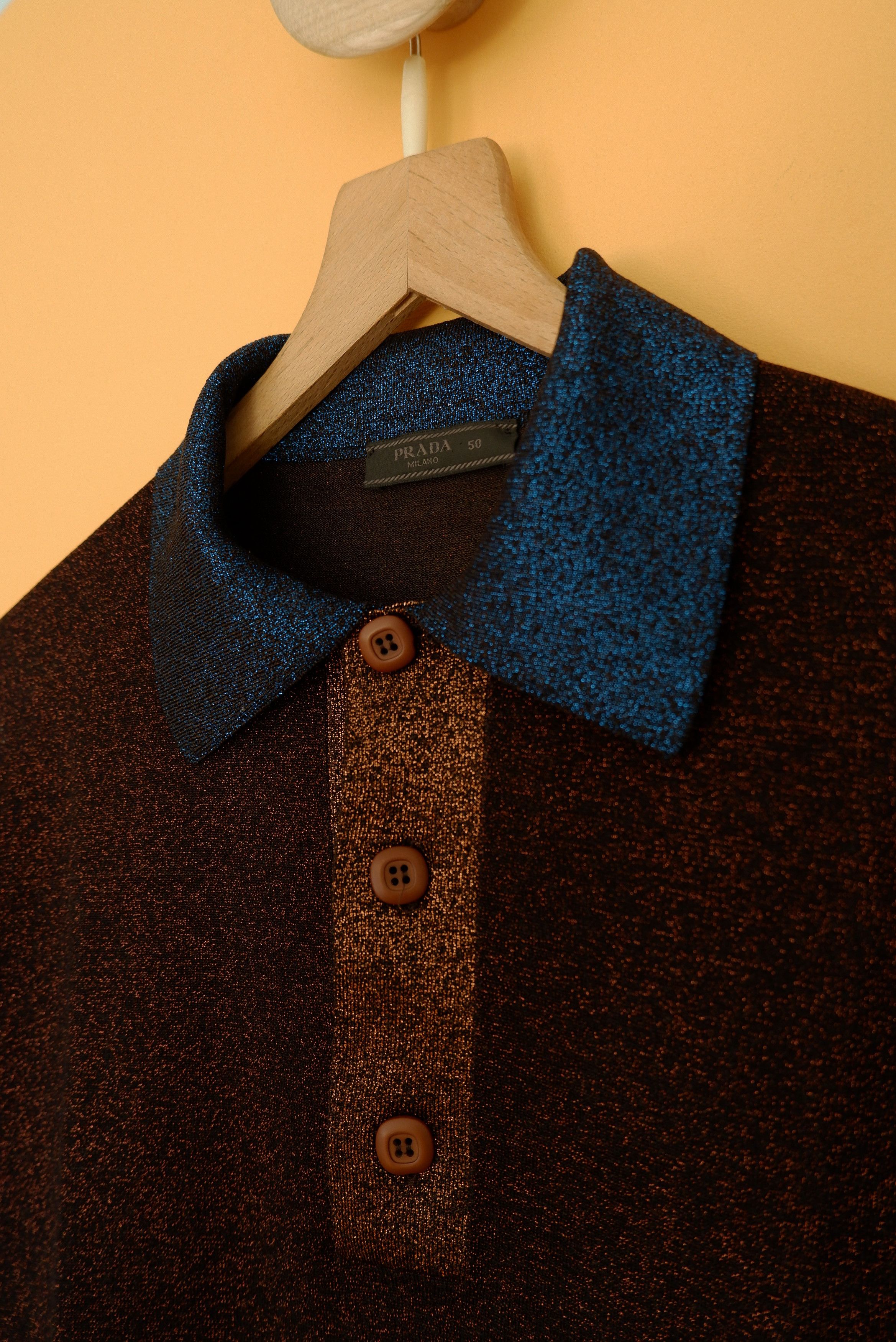 Prada Best price! Rare Prada lurex long sleeved polo AW11 Size US M / EU 48-50 / 2 - 3 Thumbnail