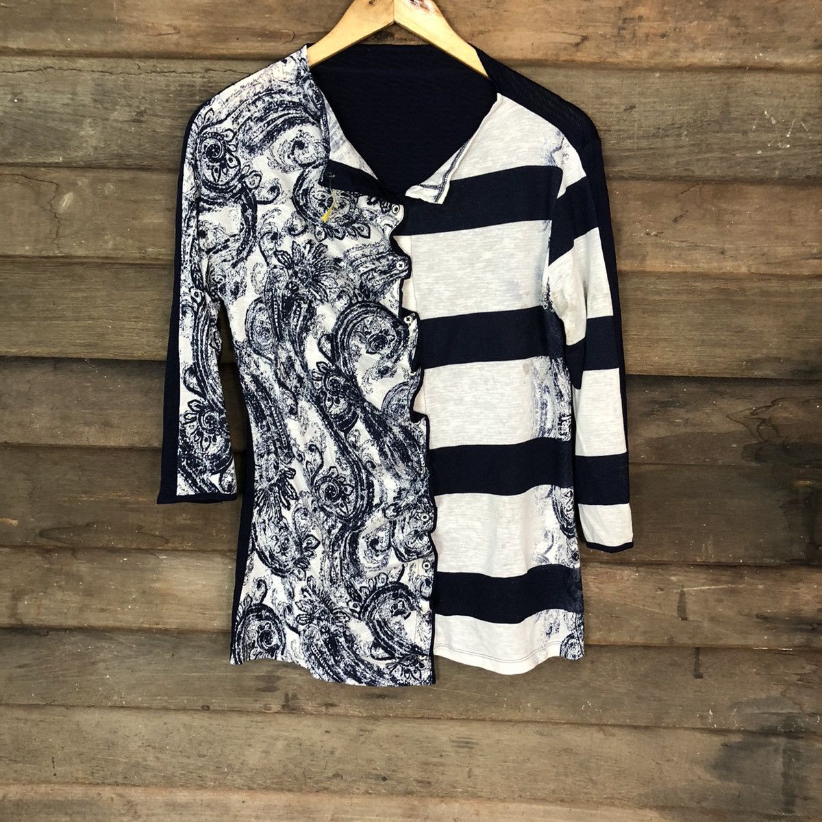 Japanese Brand Jeune Dazur blouse art wave Blue Knitwear #3966 Size M / US 6-8 / IT 42-44 - 3 Thumbnail