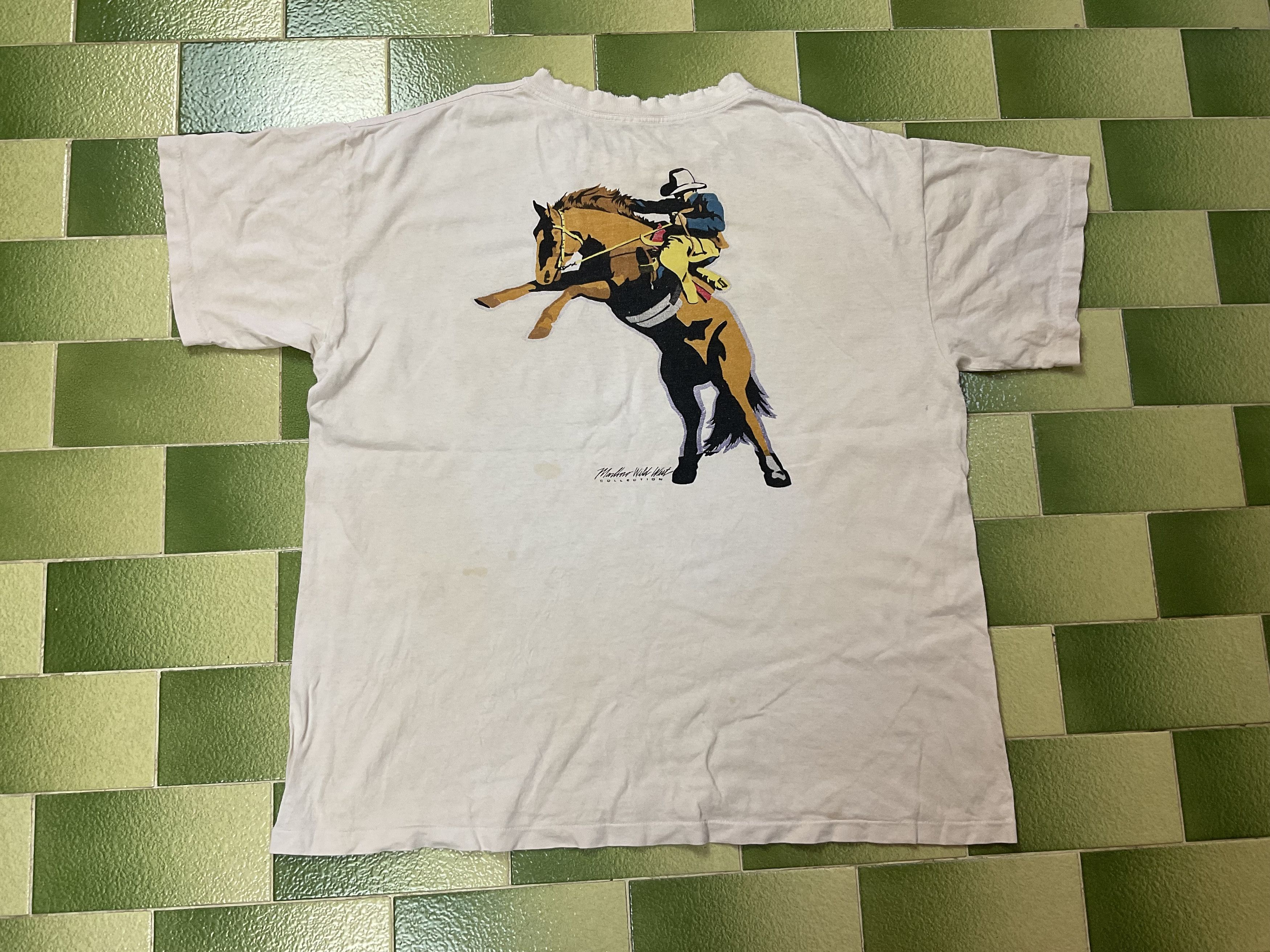 image of Worn Distressed Trashed Marlboro 90's Vintage T-Shirt in Beige, Men's (Size XL)
