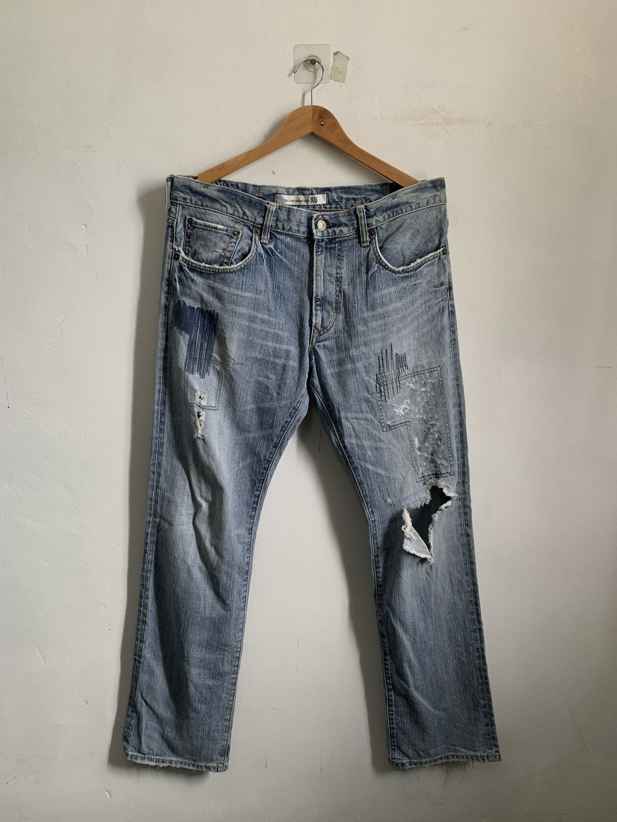 Edwin × Japanese Brand Edwin TRASHED Denim Jeans Size US 35 - 1 Thumbnail