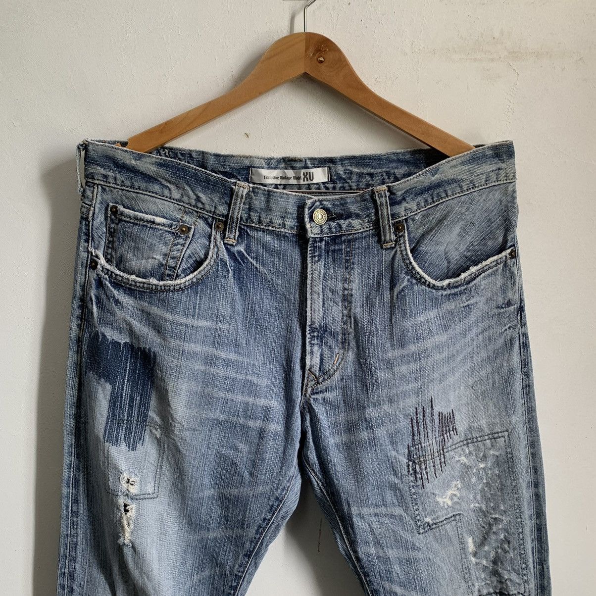Edwin × Japanese Brand Edwin TRASHED Denim Jeans Size US 35 - 3 Thumbnail