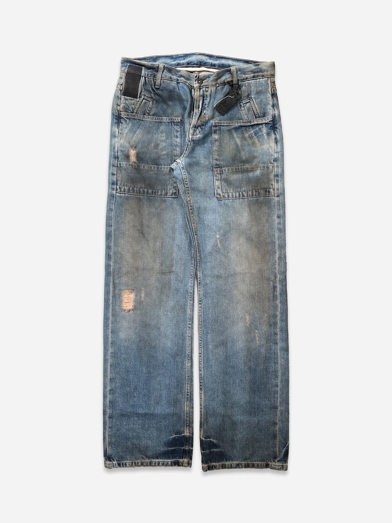 Rick Owens Rick Owens “Slab” Waxed Mudwash Baggy Jeans - 2000s