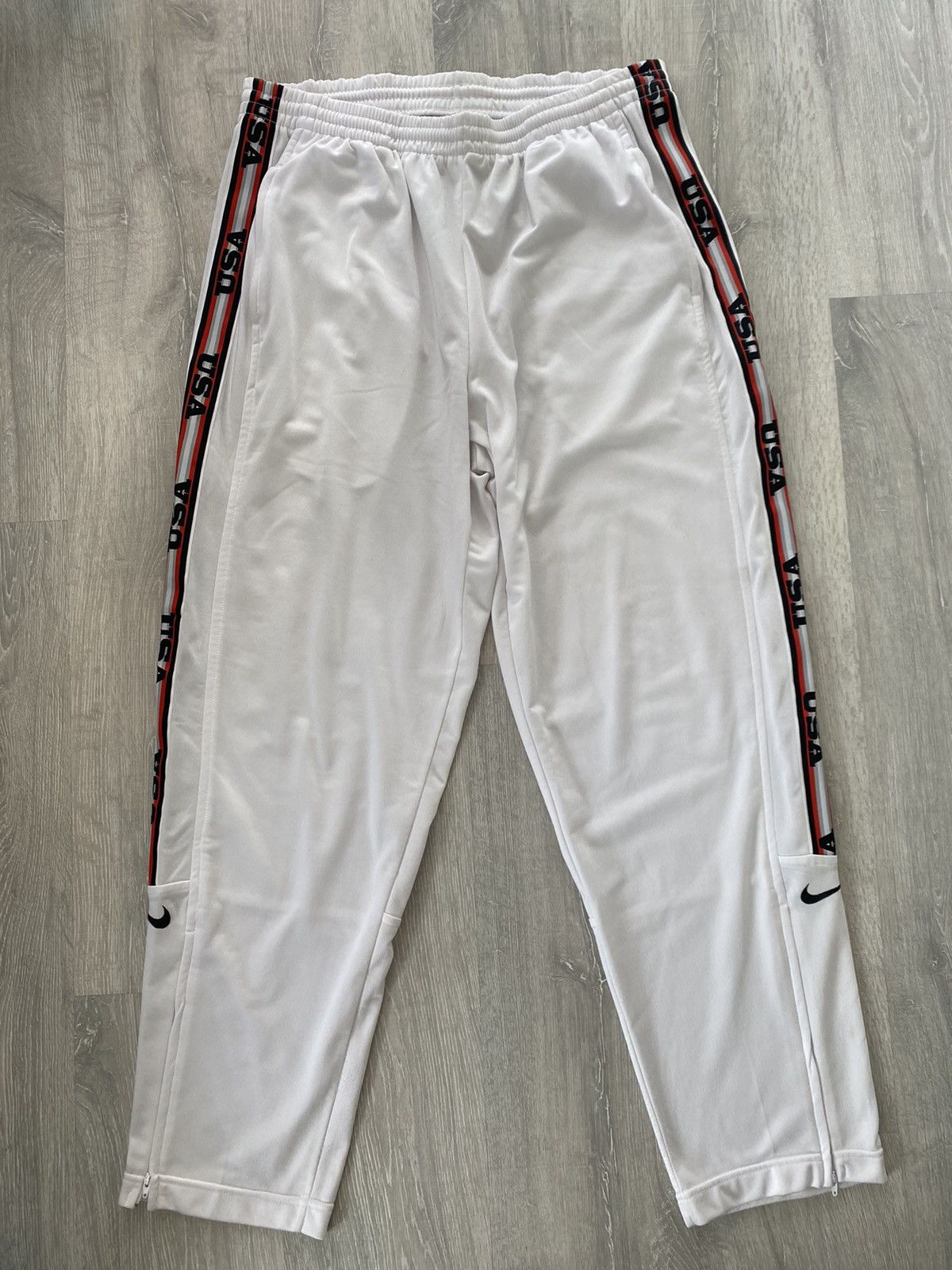 Nike × Vintage 90s Nike USA vintage side stripe track pants small swoosh Size US 34 / EU 50 - 1 Thumbnail