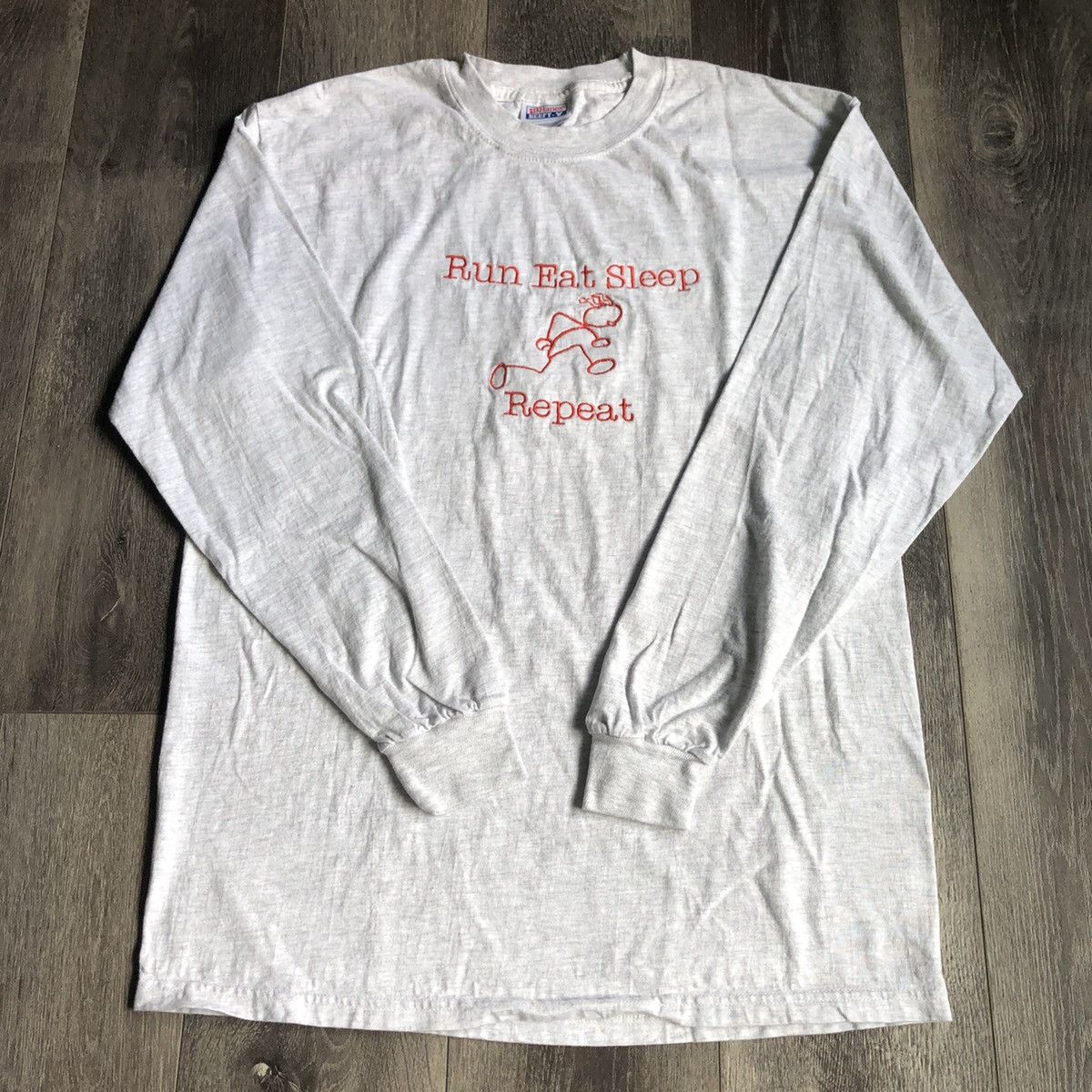 Vintage Vintage 90s Run Eat Sleep Repeat Embroidered Logo Longsleeve Size US M / EU 48-50 / 2 - 2 Thumbnail