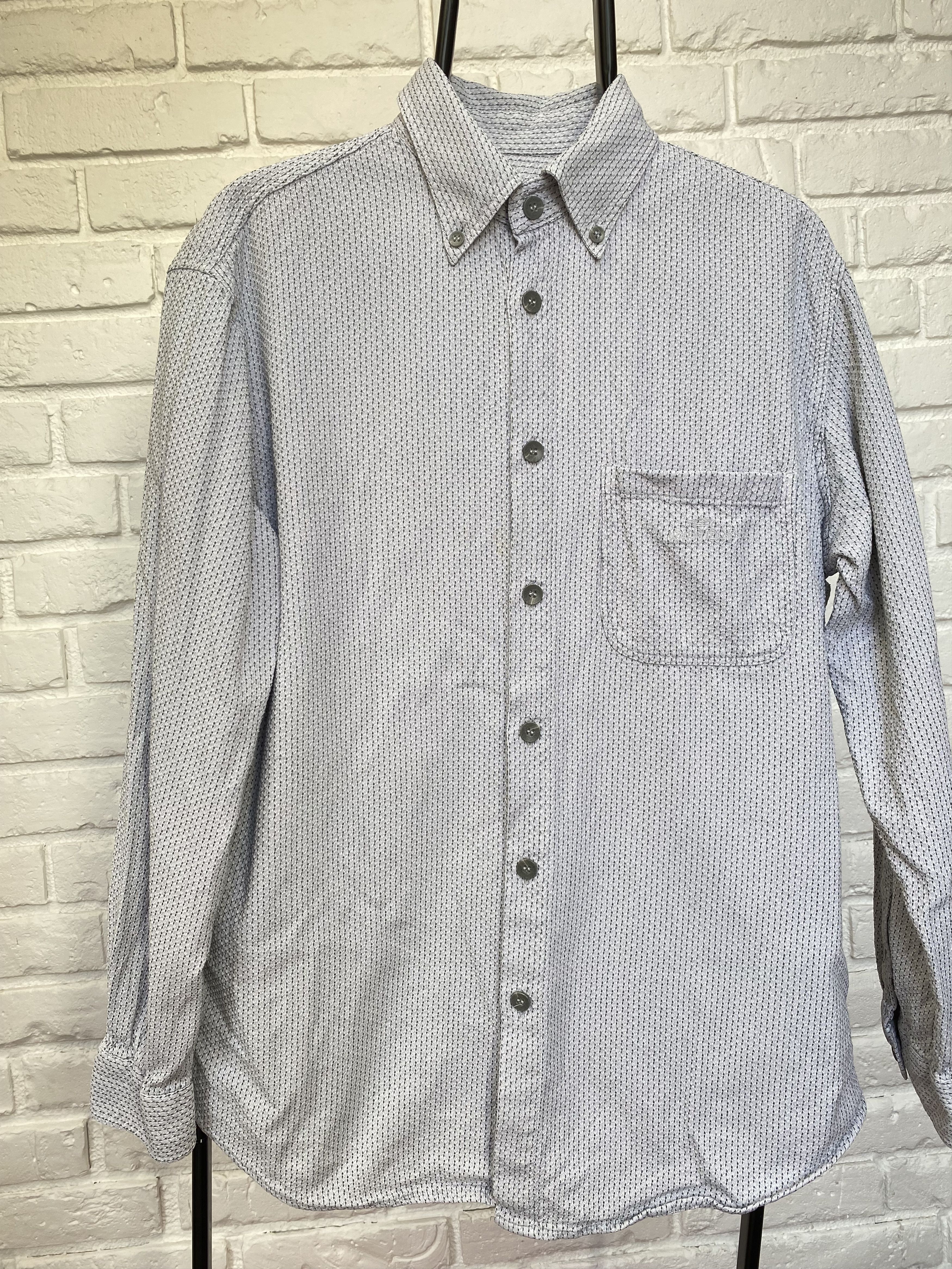 Armani Jeans Shirt gray white retro made in italy 80's L XL