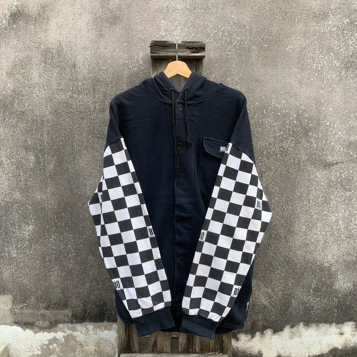 Japanese Brand × Vintage Bio ButtonUps Baggy Check Sleeve Plaid Hoodie Sweater Jacket Size US XL / EU 56 / 4 - 2 Thumbnail
