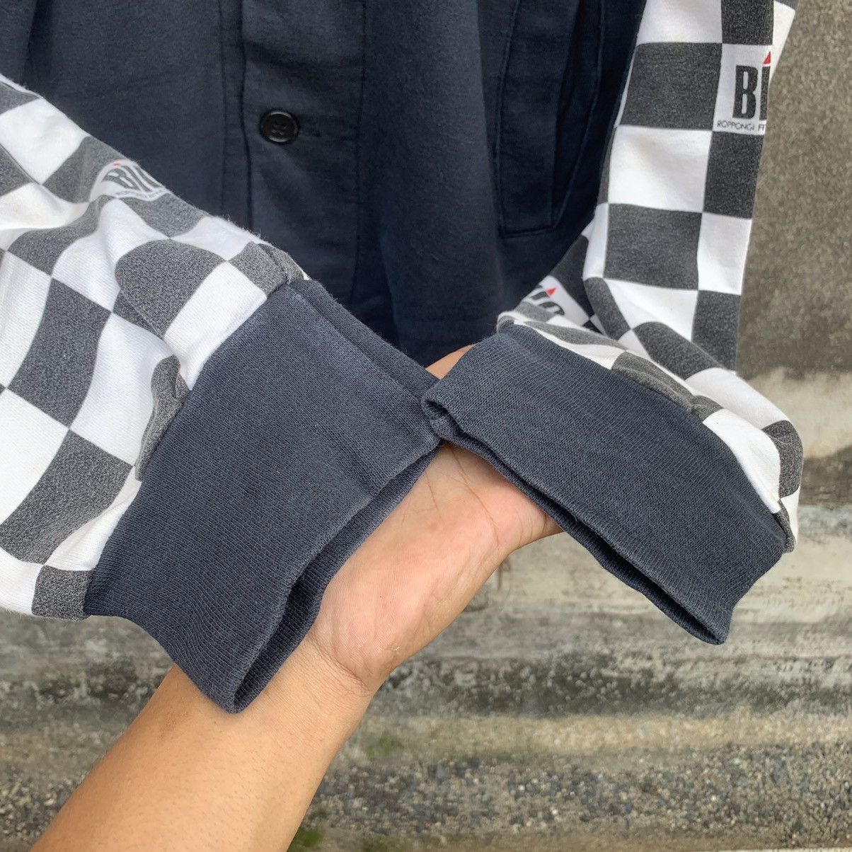 Japanese Brand × Vintage Bio ButtonUps Baggy Check Sleeve Plaid Hoodie Sweater Jacket Size US XL / EU 56 / 4 - 6 Thumbnail