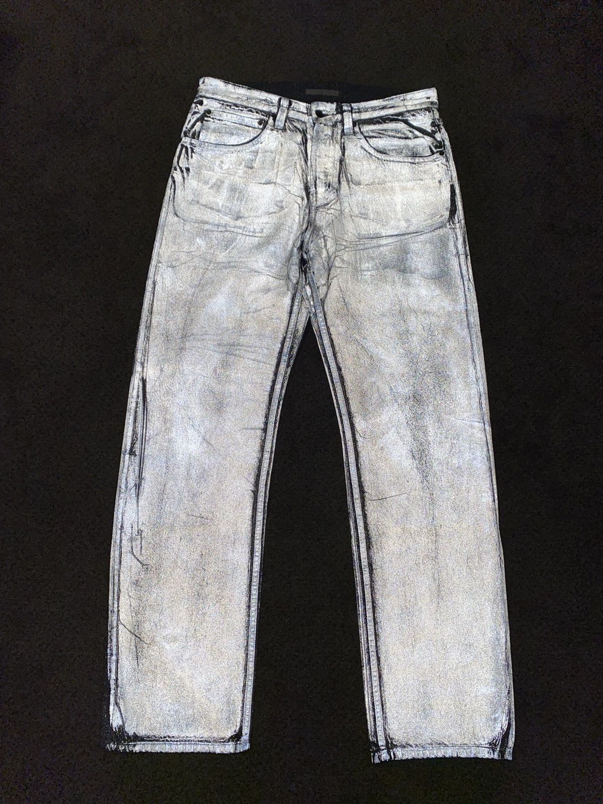 helmut lang waxed jeans
