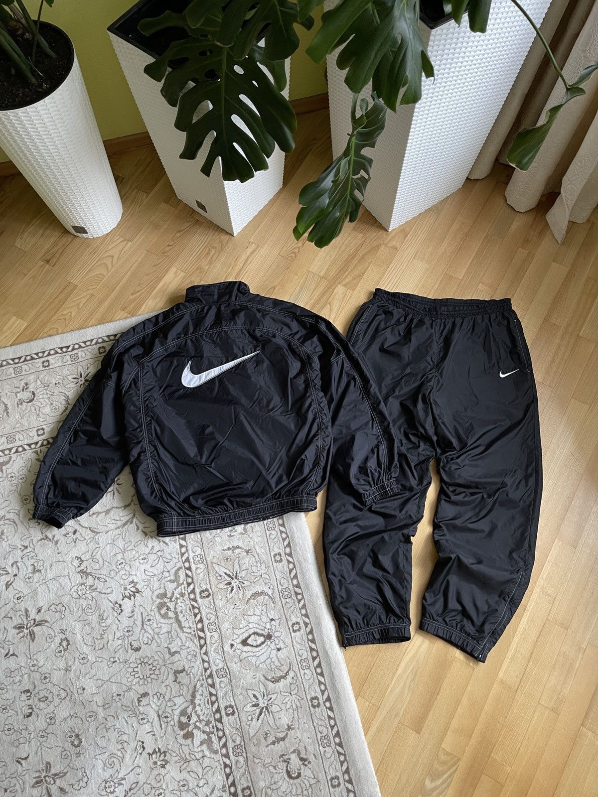 Vintage 90s Nike Big Swoosh Track Suit Windbreaker / Pants