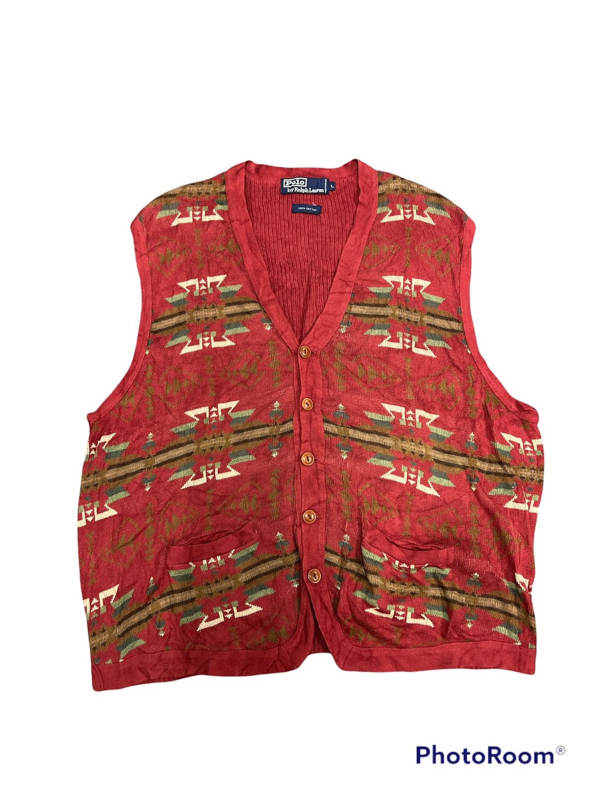 Polo Ralph Lauren Polo Ralph Lauren Navajo Motif Cardigan Sleeveless Size US L / EU 52-54 / 3 - 1 Thumbnail